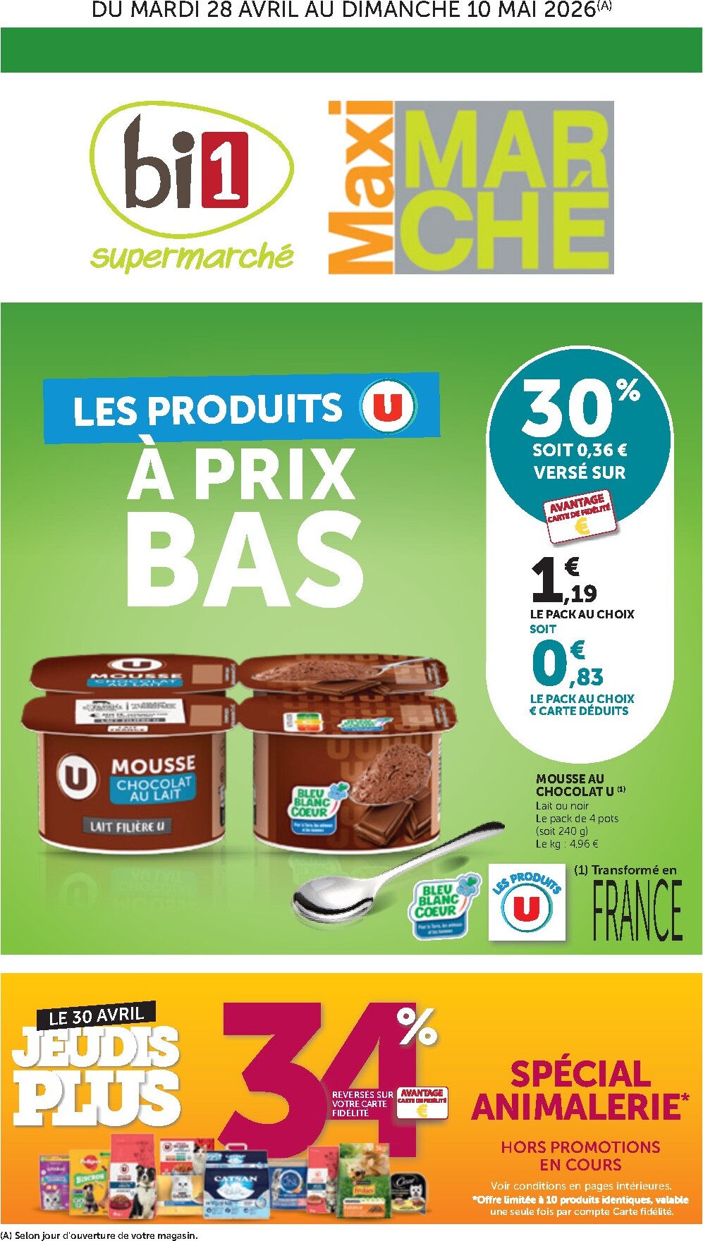 bi1 - Current Bi1 - Supermarché, Maxi Marché leaflet valid from du mardi 28/04/2026 to du dimanche 10/05/2026