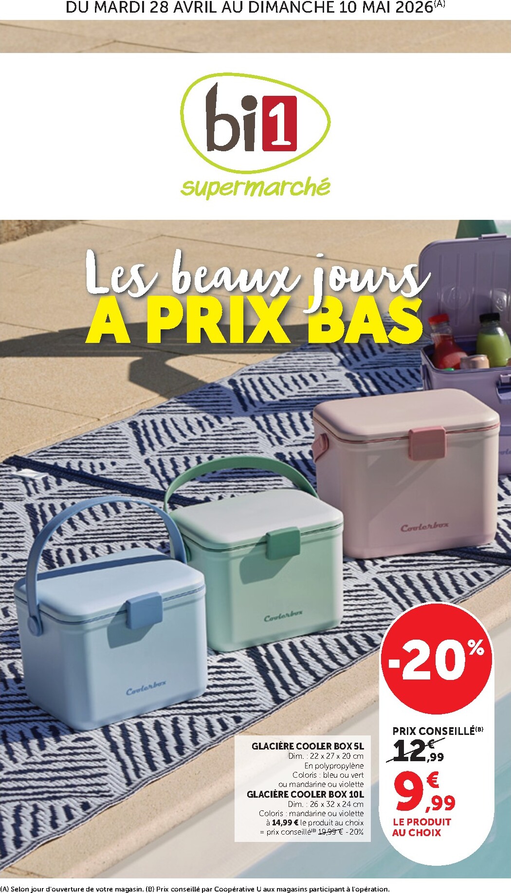 bi1 - Current Bi1 Supermarché - Chaource, Voujeaucourt, Lavans-les-Saint-Claude, Salins-les-Bains, La Pacaudière, Lormes, Saint-Pierre-le-Moûtier, La Clayette, Louhans, Verdun-sur-le-Doubs, Ancy-le-Franc, Bléneau leaflet valid from du mardi 28/04/2026 to d