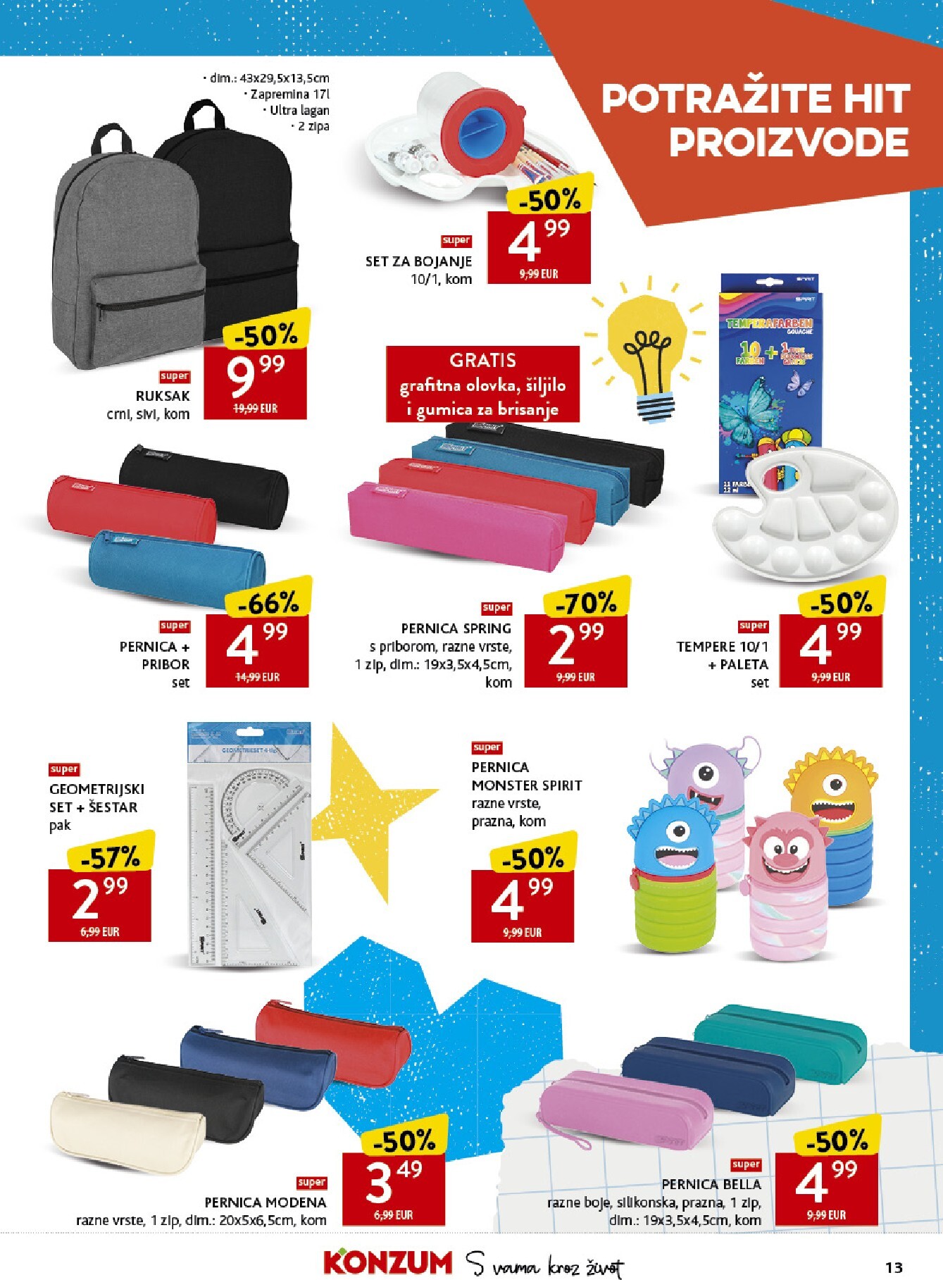 konzum - Aktualni katalog Konzum - Katalog škola od ponedjeljka, 17.08.2026 do nedjelje, 20.09.2026 - page: 13