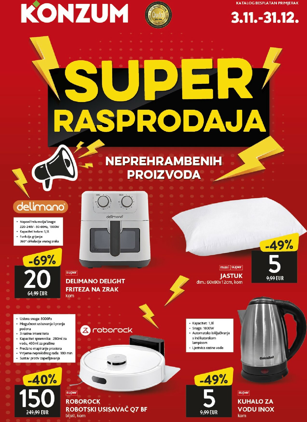 konzum - Prelistajte katalog Konzum - Super rasprodaja neprehrambenih proizvoda, vrijedi od 03.11. do 31.12.