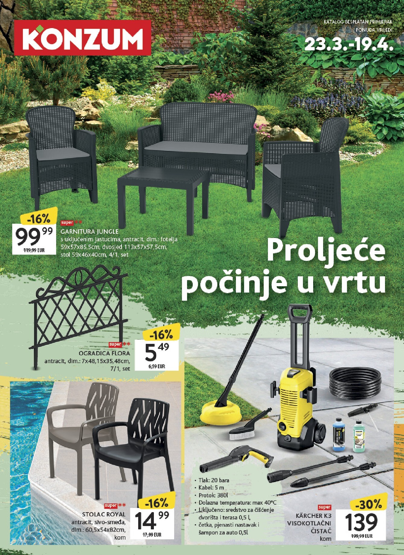 konzum - Prelistajte katalog Konzum - Katalog Vrt, vrijedi od 23.03.2026 do 19.04.2026 - page: 1