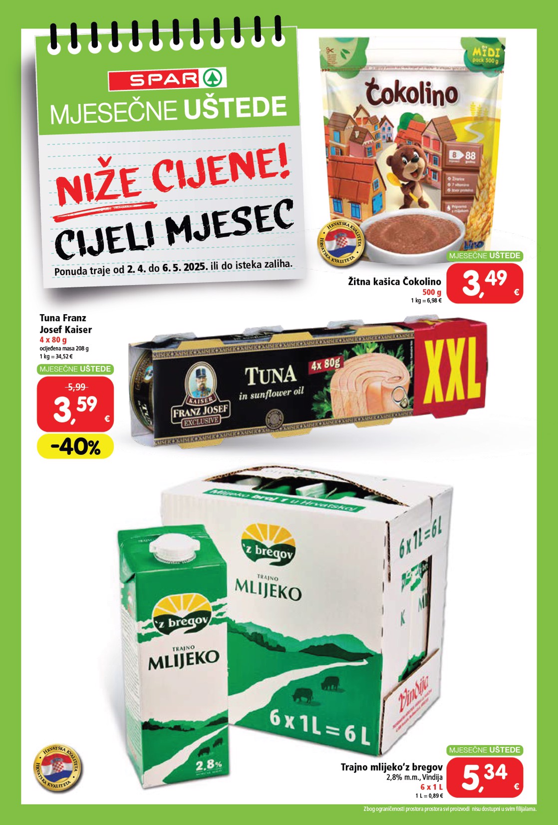 spar - SPAR - Mjesečne uštede katalog vrijedi od 02.04. do 06.05. - page: 1