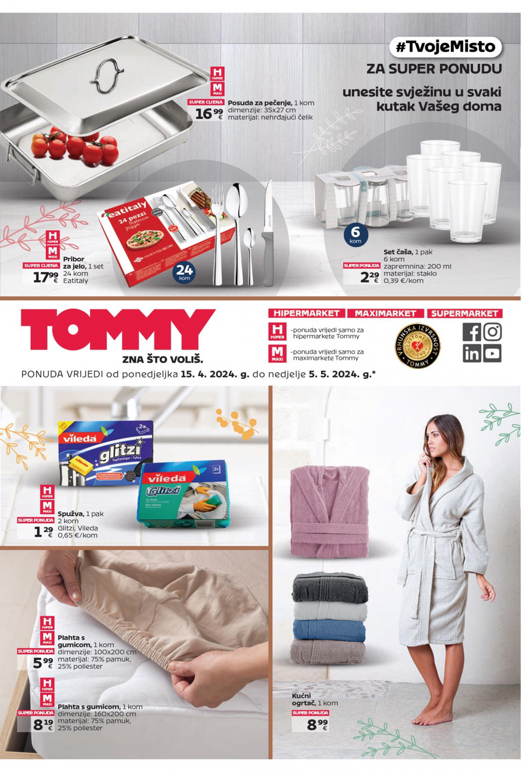 tommy - Novi katalog Tommy - Super ponuda za domaćinstvo 15.04. - 05.05.