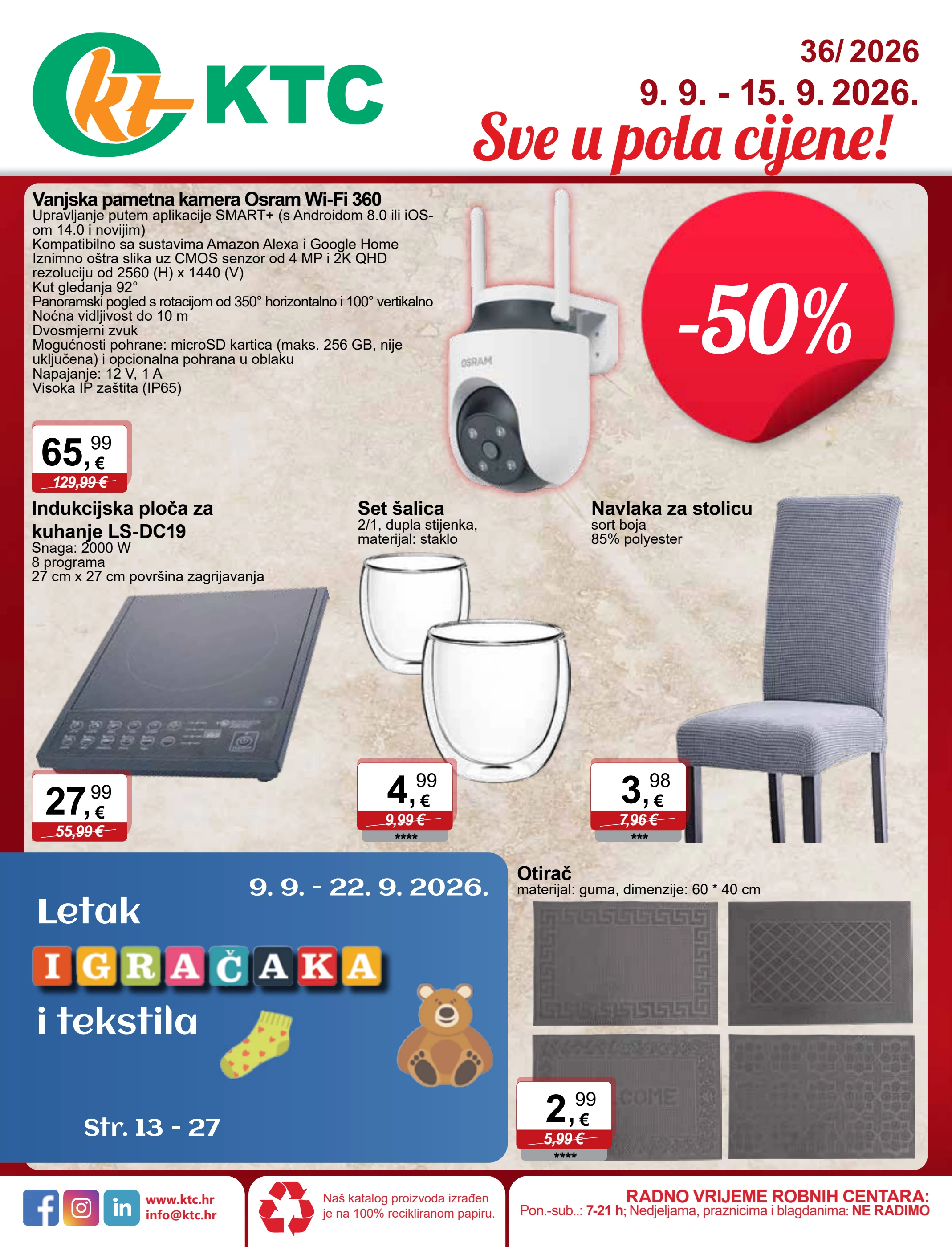 ktc - Novi KTC - SVE U POLA CIJENE katalog od srijede, 09.09.2026 do utorka, 15.09.2026