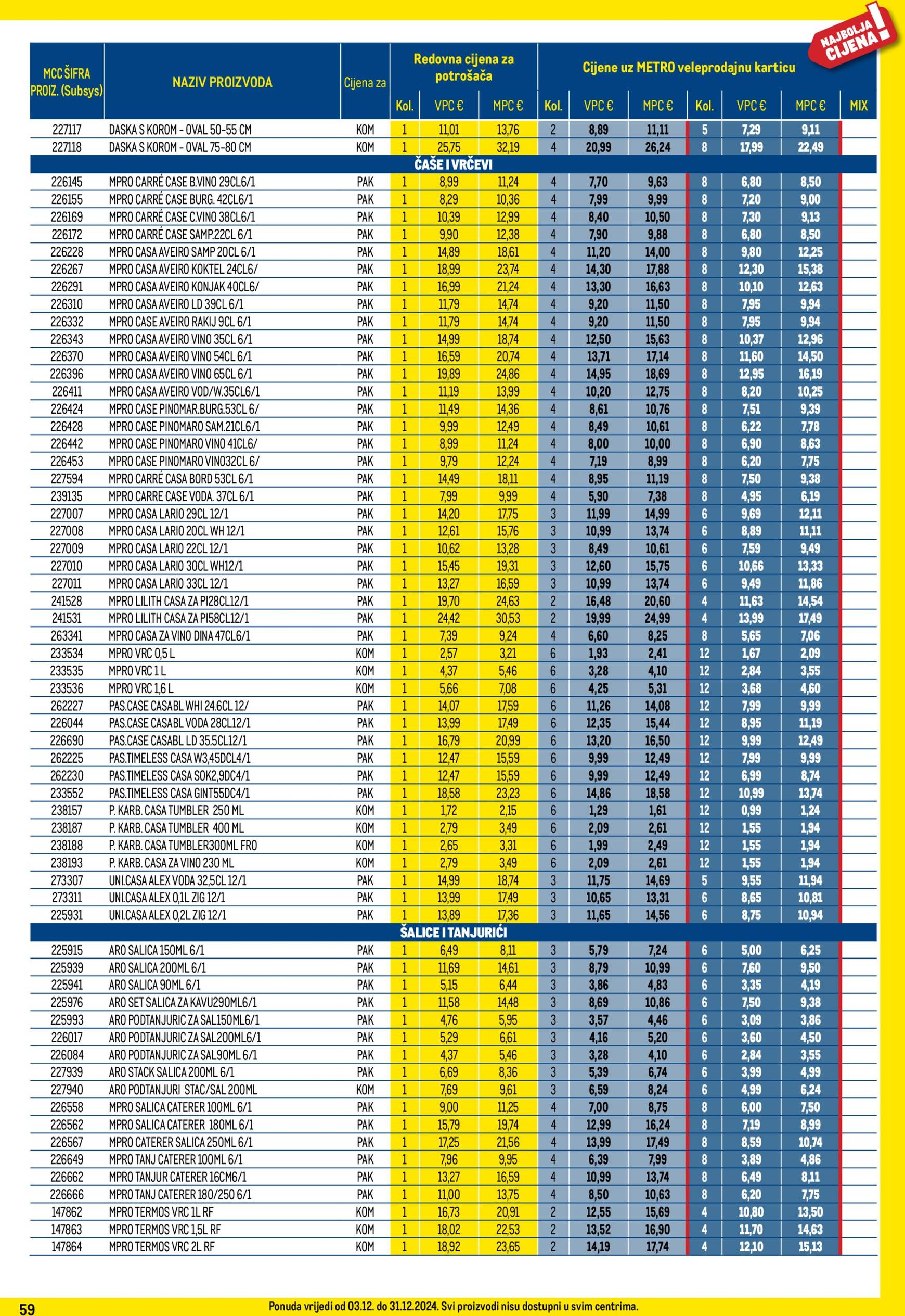 metro - Metro - Profi cijena katalog vrijedi od 03.12. do 31.12. - page: 59