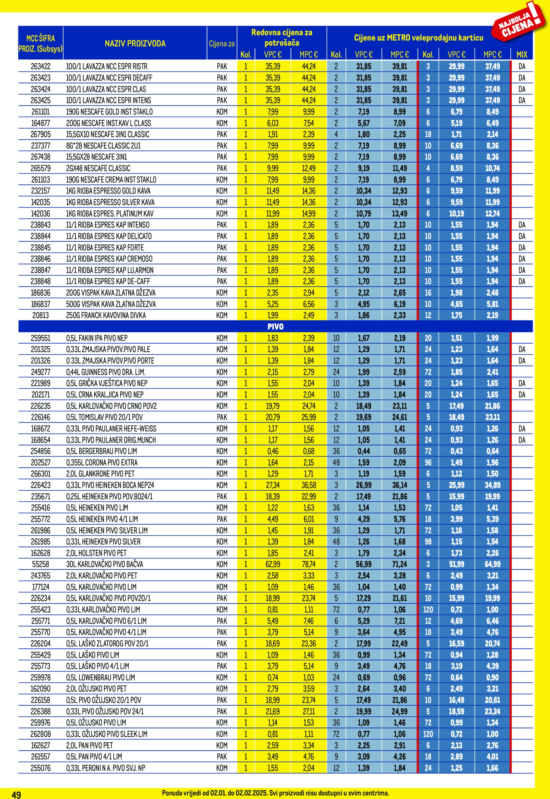 metro - Metro - Profi cijena katalog vrijedi od 02.01. do 02.02. - page: 49