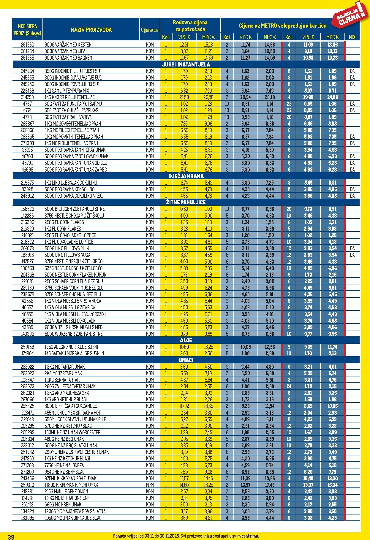 metro - Prelistajte katalog Metro - Profi cijena, vrijedi od 03.11. do 30.11. - page: 39