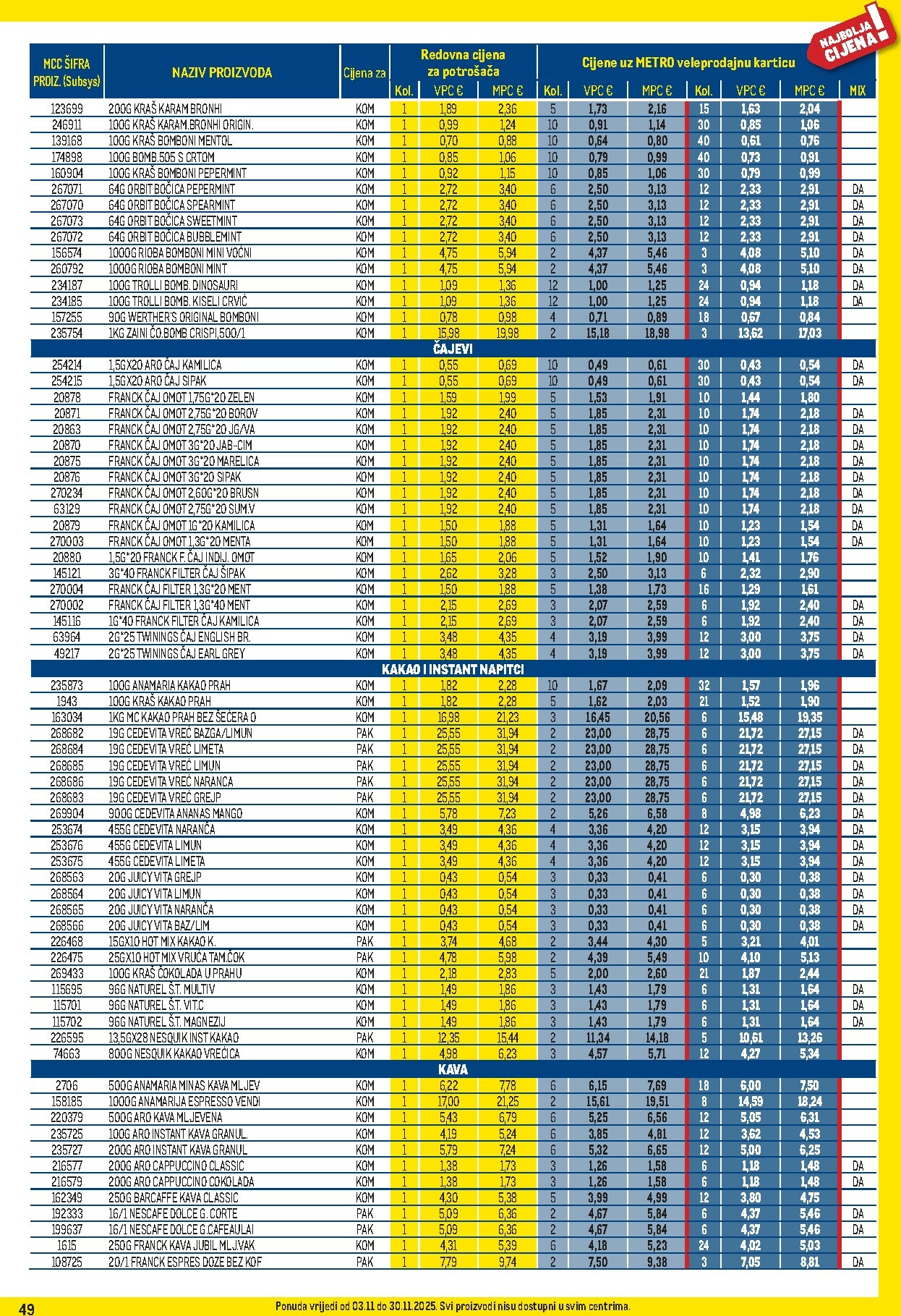 metro - Prelistajte katalog Metro - Profi cijena, vrijedi od 03.11. do 30.11. - page: 49