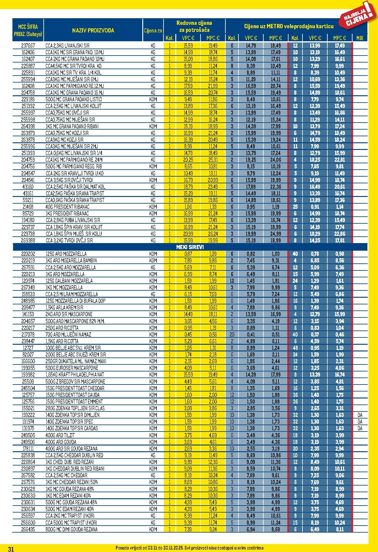 metro - Prelistajte katalog Metro - Profi cijena, vrijedi od 03.11. do 30.11. - page: 31