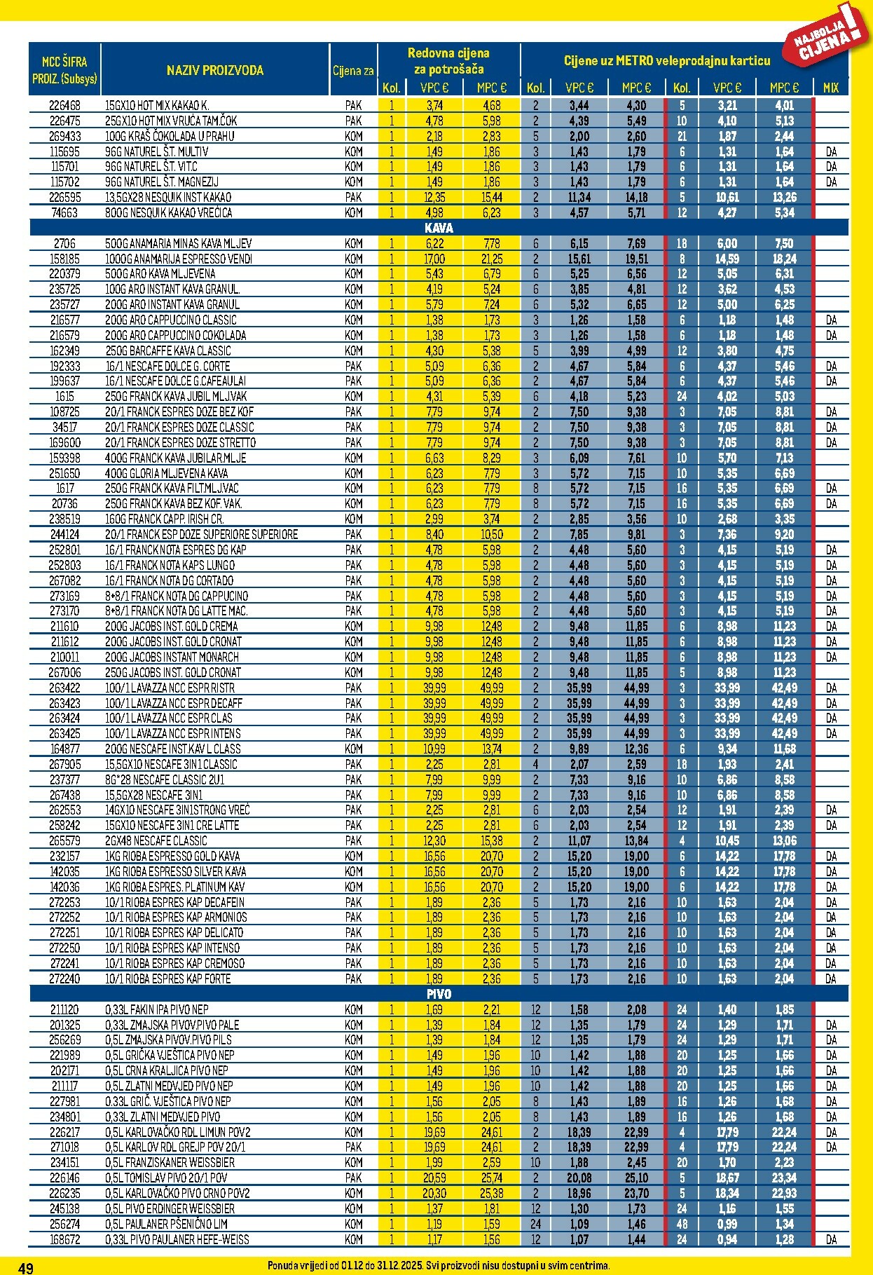 metro - Prelistajte katalog Metro - Profi cijena, vrijedi od 01.12. do 31.12. - page: 49