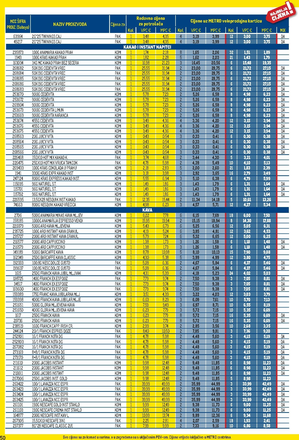 metro - Prelistajte katalog Metro - Profi cijena, vrijedi od 02.01. do 01.02. - page: 50
