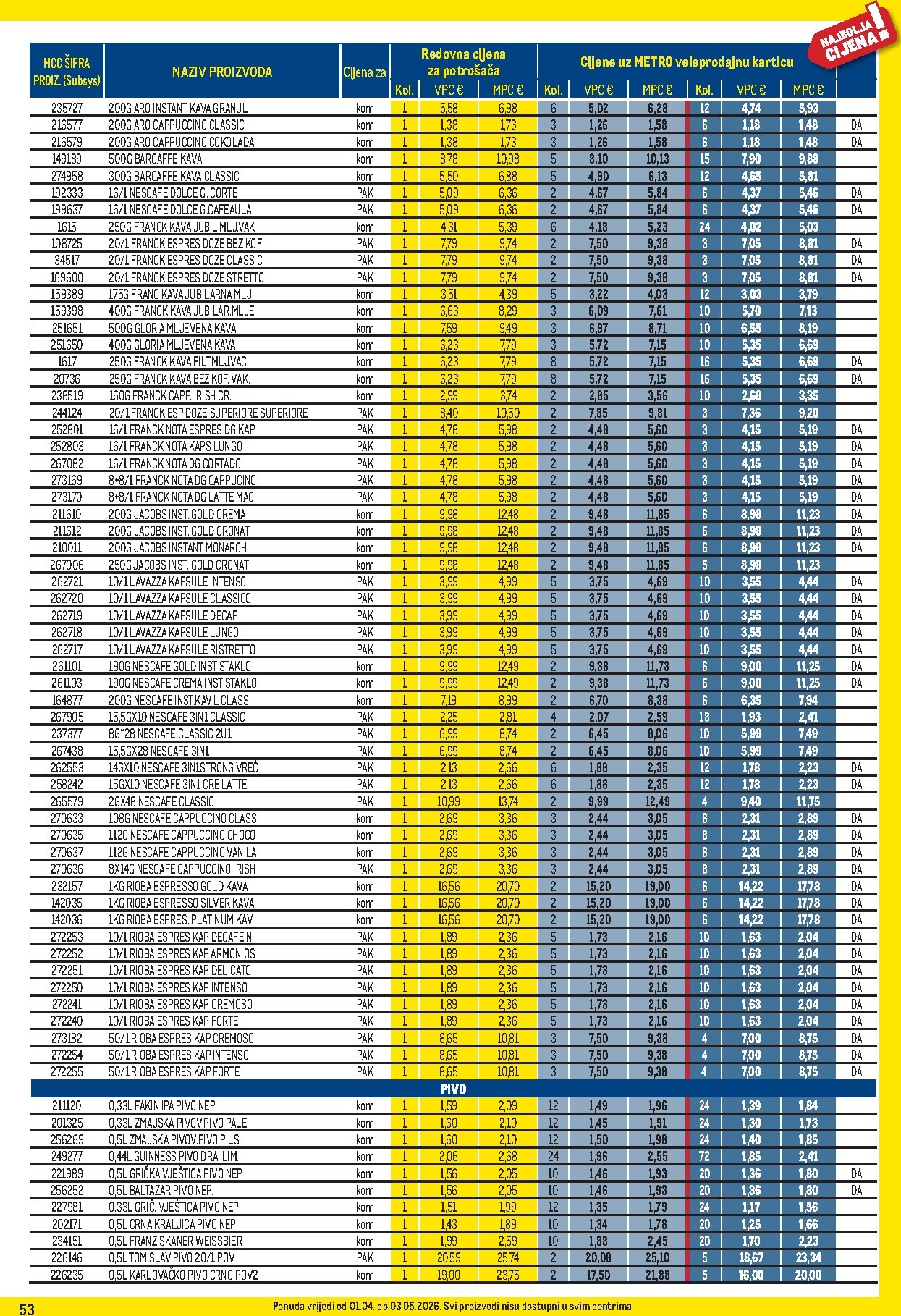 metro - Prelistajte katalog Metro - Profi cijena, vrijedi od 01.04.2026 do 03.05.2026 - page: 53