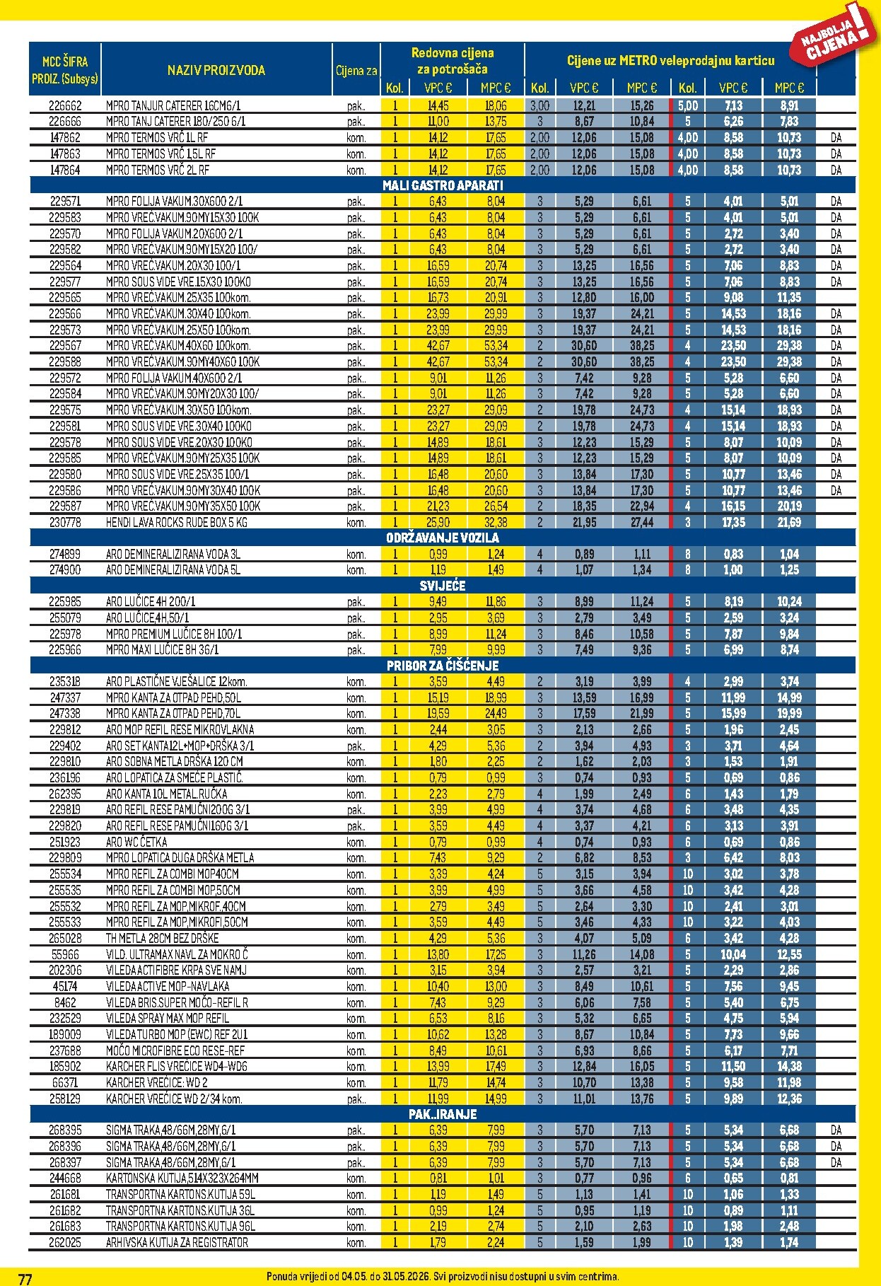 metro - Metro - Profi cijena letak za sljedeći tjedan od ponedjeljka 04.05.2026 do nedjelje 31.05.2026 - page: 77