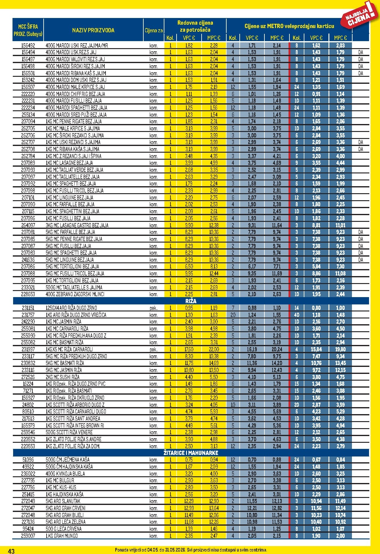 metro - Metro - Profi cijena letak za sljedeći tjedan od ponedjeljka 04.05.2026 do nedjelje 31.05.2026 - page: 43