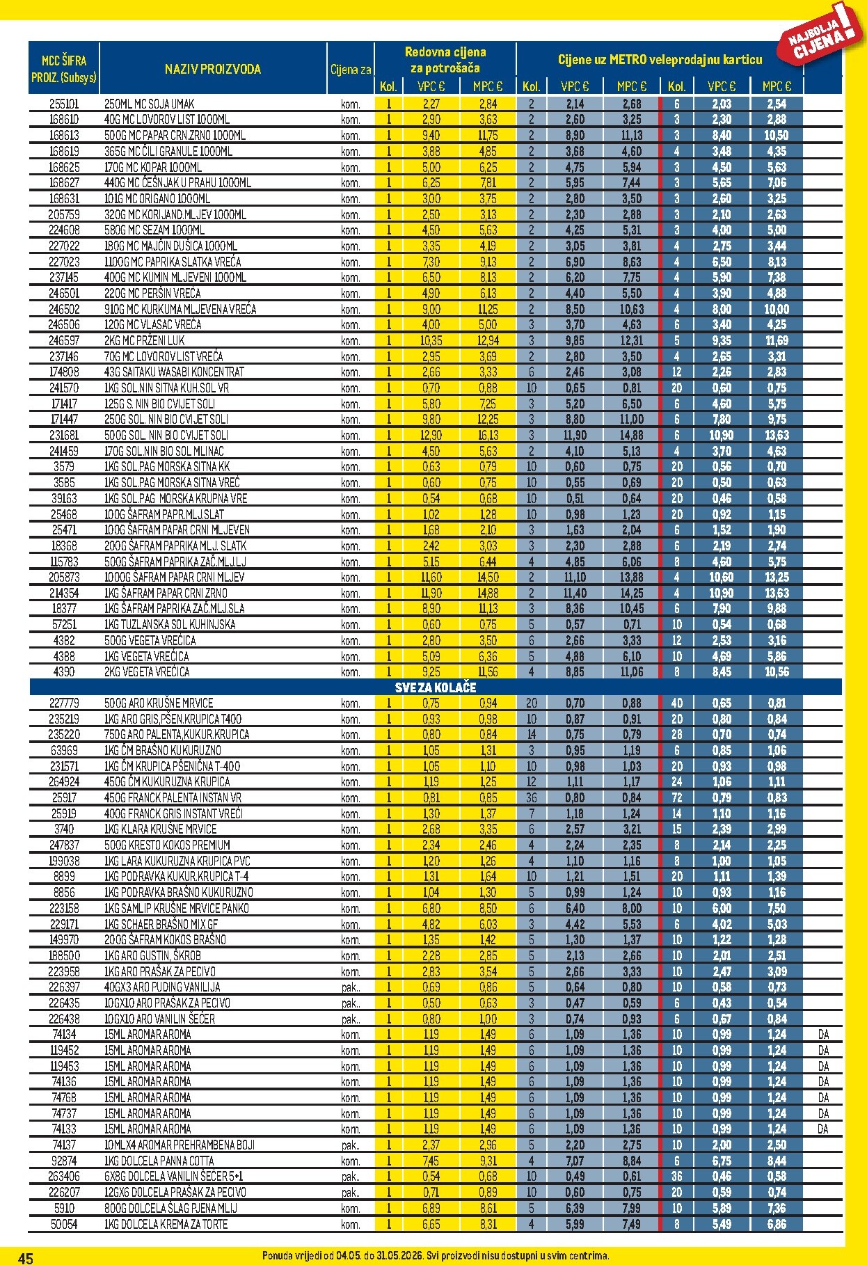 metro - Metro - Profi cijena letak za sljedeći tjedan od ponedjeljka 04.05.2026 do nedjelje 31.05.2026 - page: 45