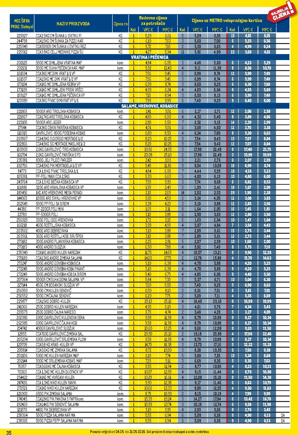 metro - Metro - Profi cijena letak za sljedeći tjedan od ponedjeljka 04.05.2026 do nedjelje 31.05.2026 - page: 35