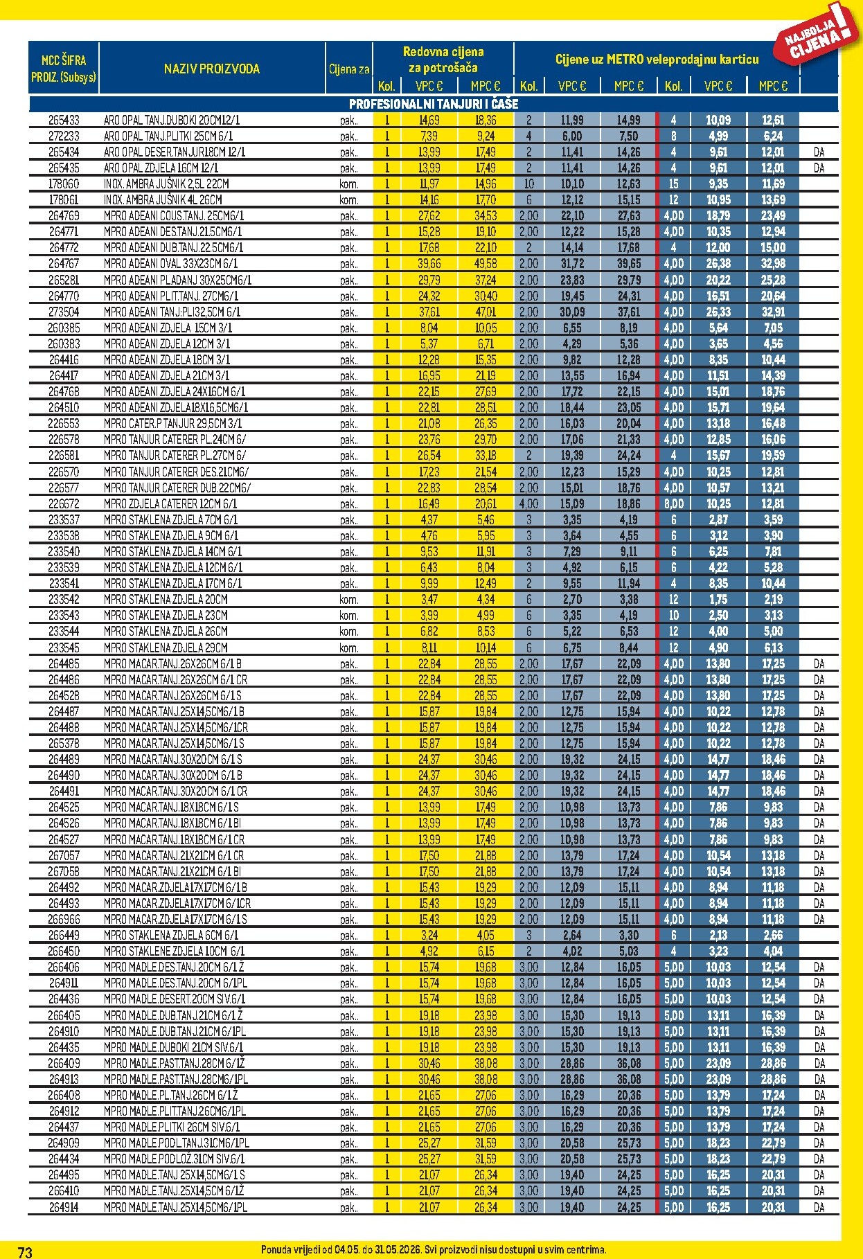 metro - Metro - Profi cijena letak za sljedeći tjedan od ponedjeljka 04.05.2026 do nedjelje 31.05.2026 - page: 73