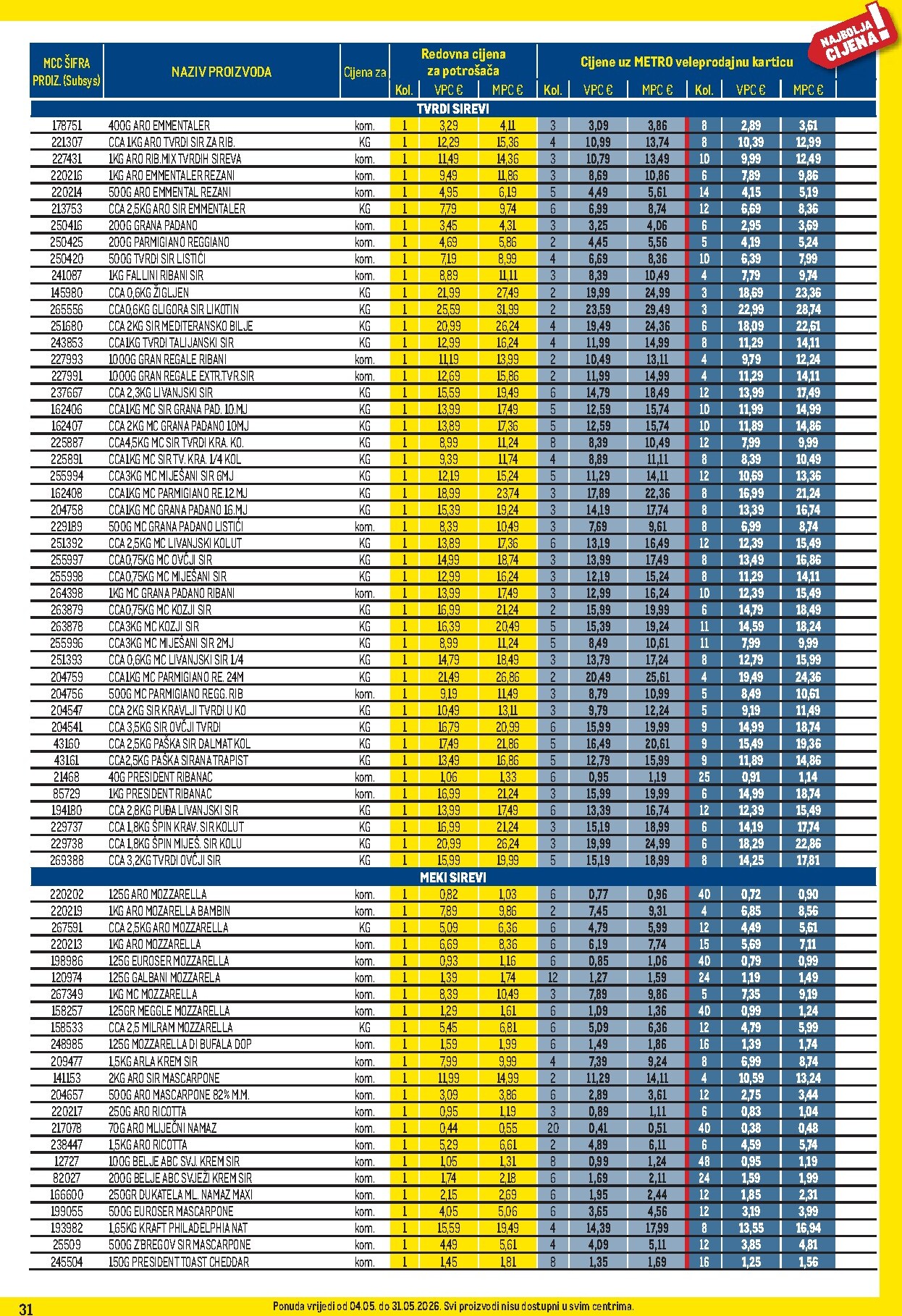 metro - Metro - Profi cijena letak za sljedeći tjedan od ponedjeljka 04.05.2026 do nedjelje 31.05.2026 - page: 31