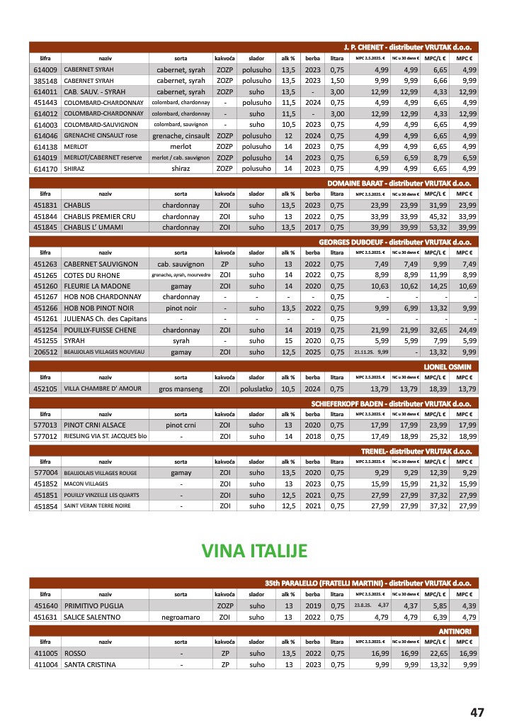 vrutak - Prelistajte katalog Vrutak - Vinski Katalog, vrijedi od 01.11. do 31.10. - page: 47