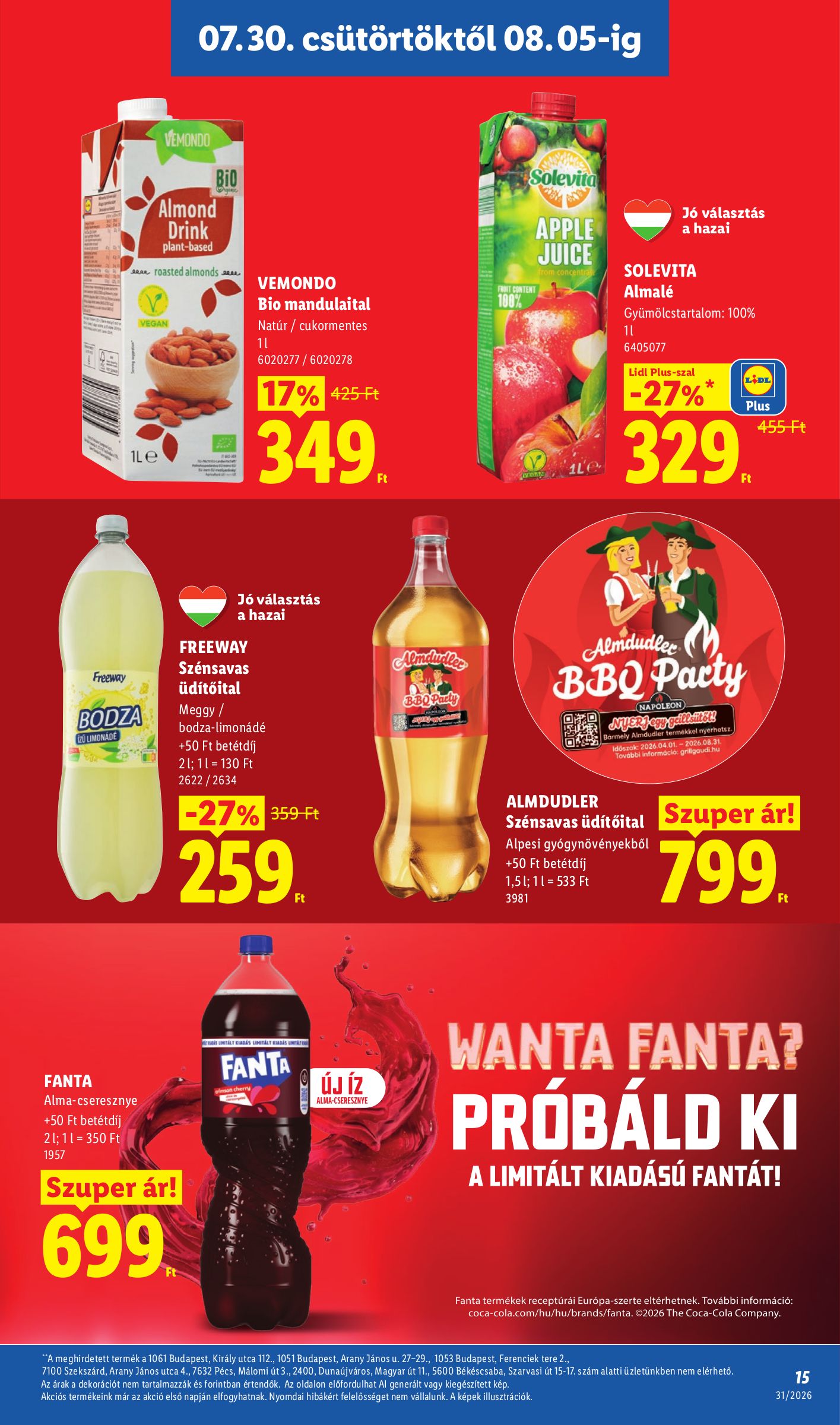 lidl - Aktuális Lidl szórólap érvényes csütörtöktől 2026.07.30.-től szerdától 2026.08.05.-ig - page: 15