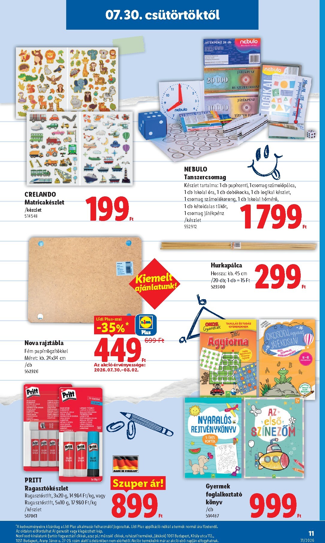 lidl - Aktuális Lidl - Back to school szórólap érvényes csütörtöktől 2026.07.30.-től hétfőtől 2026.08.31.-ig - page: 11