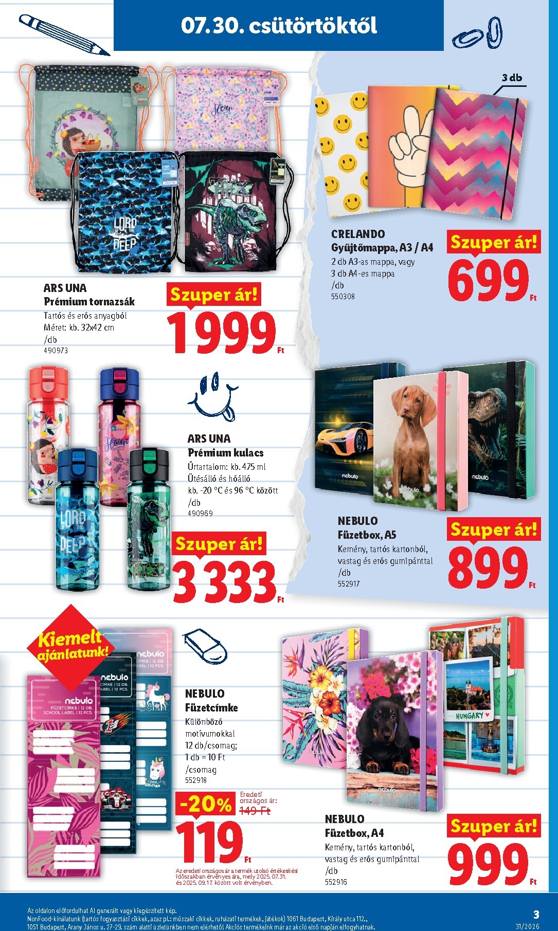 lidl - Aktuális Lidl - Back to school szórólap érvényes csütörtöktől 2026.07.30.-től hétfőtől 2026.08.31.-ig - page: 3