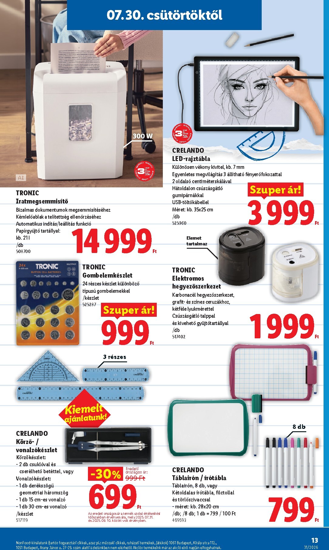 lidl - Aktuális Lidl - Back to school szórólap érvényes csütörtöktől 2026.07.30.-től hétfőtől 2026.08.31.-ig - page: 13