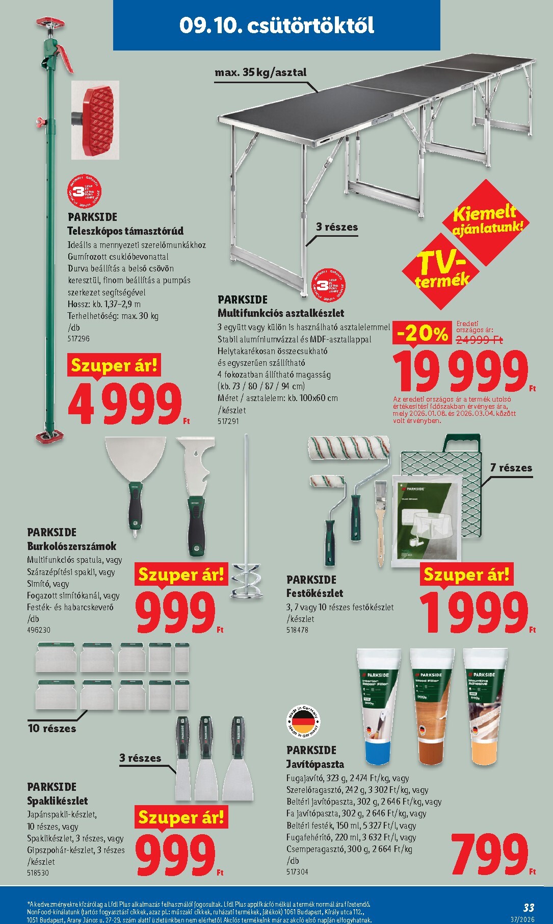 lidl - Lidl hirdetmény a következő hétre csütörtöktől 2026.09.10.-tól szerdától 2026.09.16.-ig - page: 33