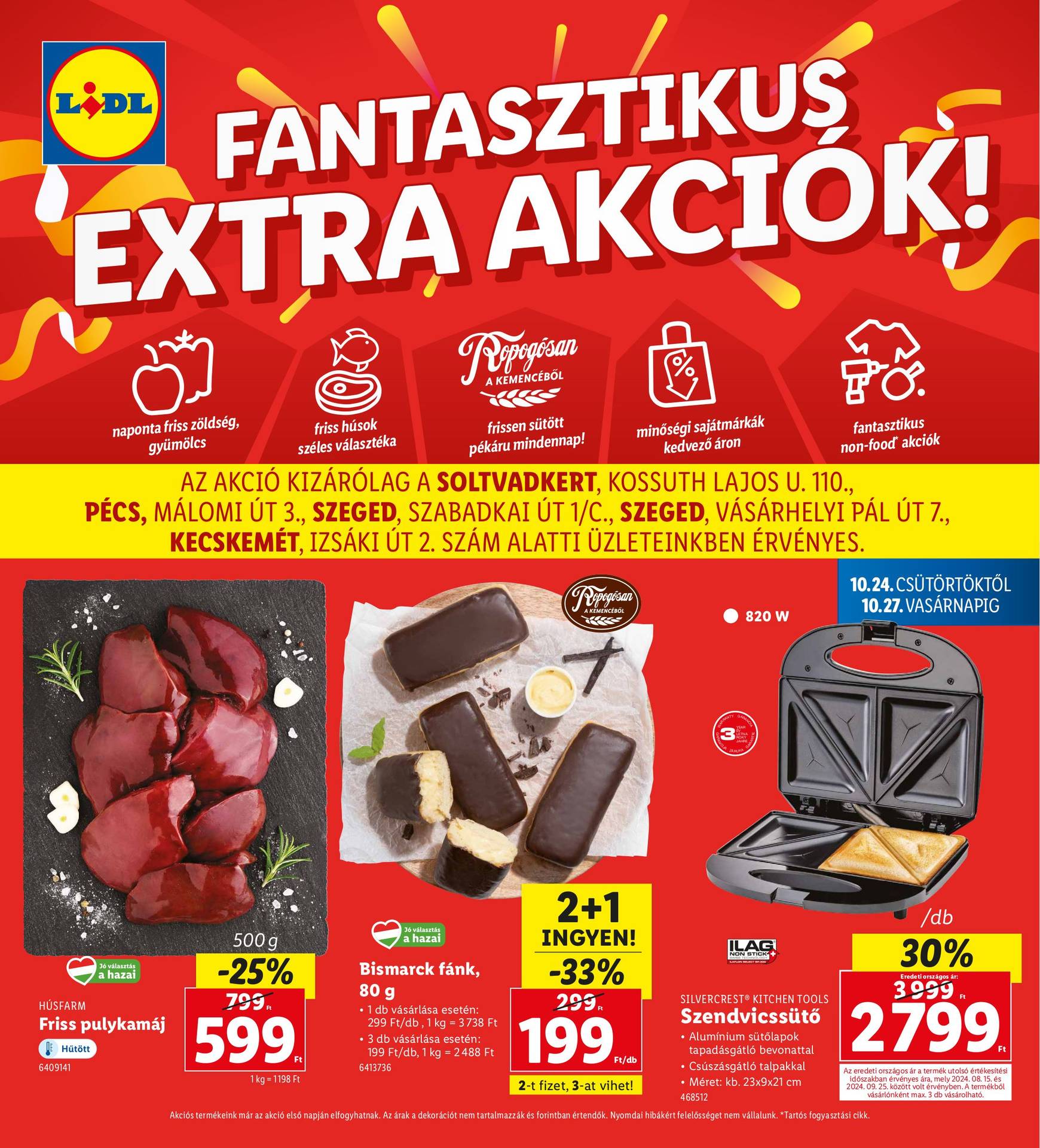 lidl - Lidl - Soltvadkert, Pécs, Szeged, Kecskemét akciós újság, érvényes 10.24. - 10.27. - page: 1