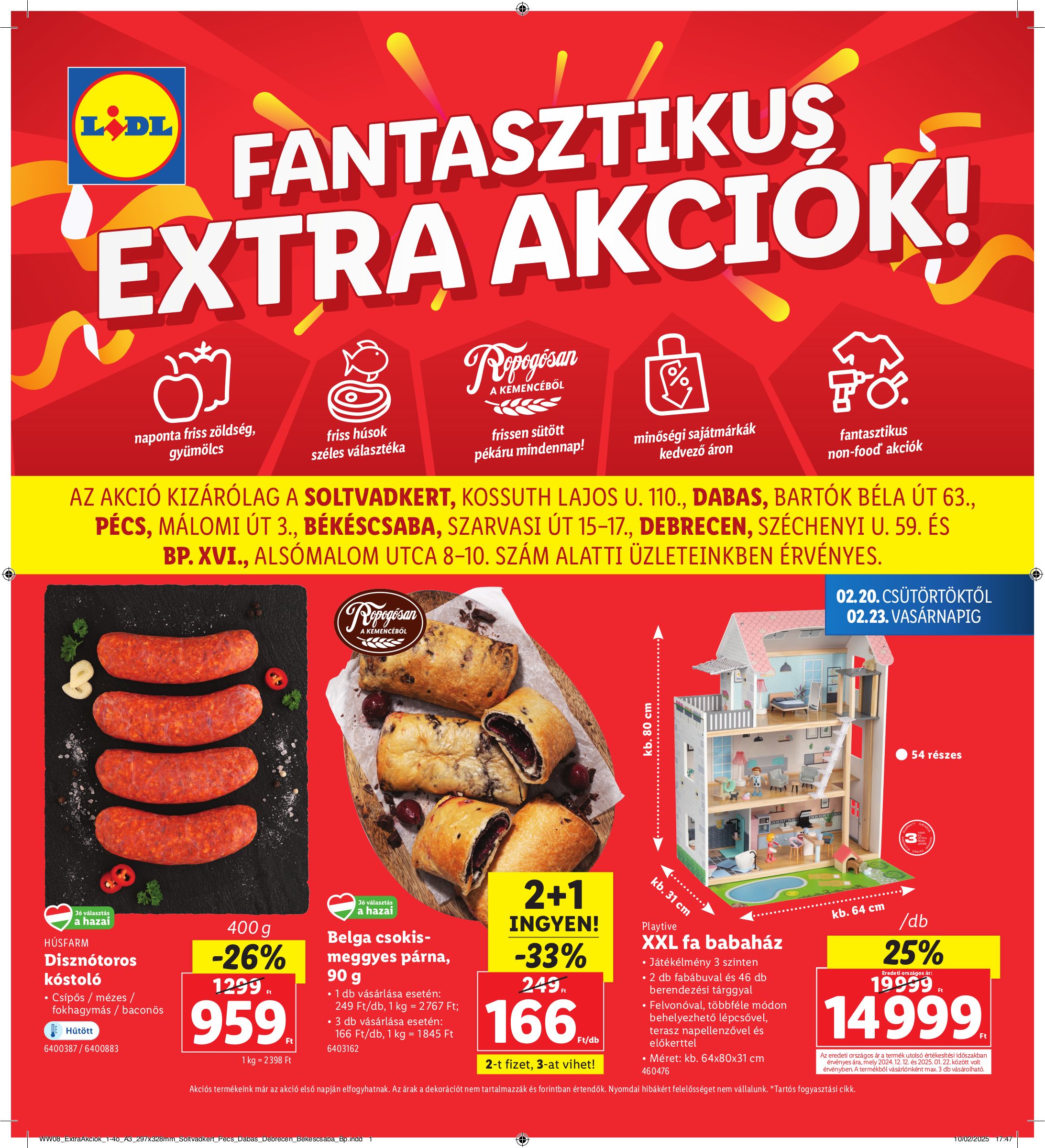 lidl - Lidl - Soltvadkert, Dabas, Pécs, Békéscsaba, Debrecen, Budapest akciós újság, érvényes 02.20. - 02.23.