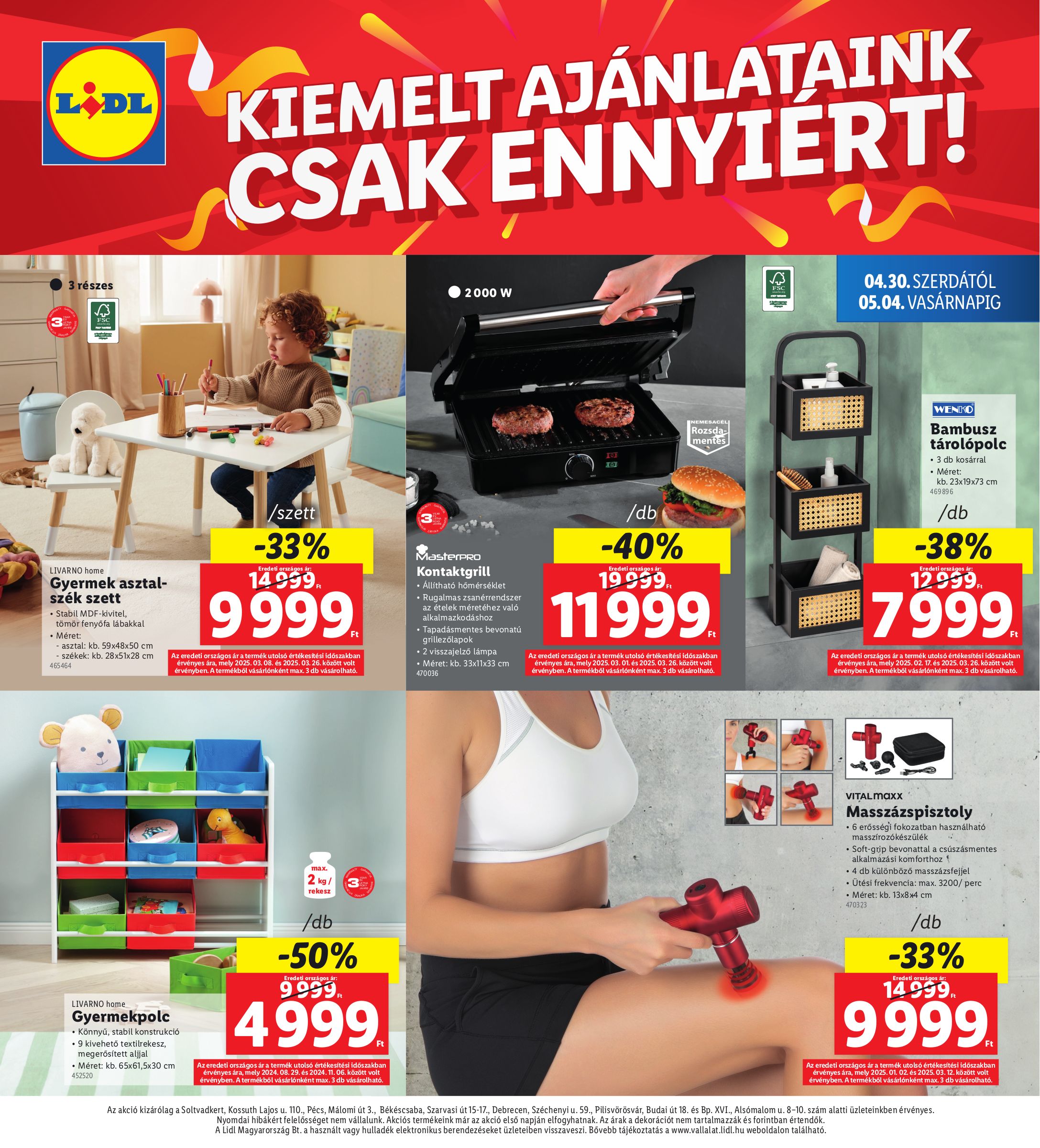 lidl - Lidl - Soltvadkert, Pécs, Békéscsaba, Debrecen, Pilisvörösvár, Budapest akciós újság, érvényes 04.30. - 05.04. - page: 4