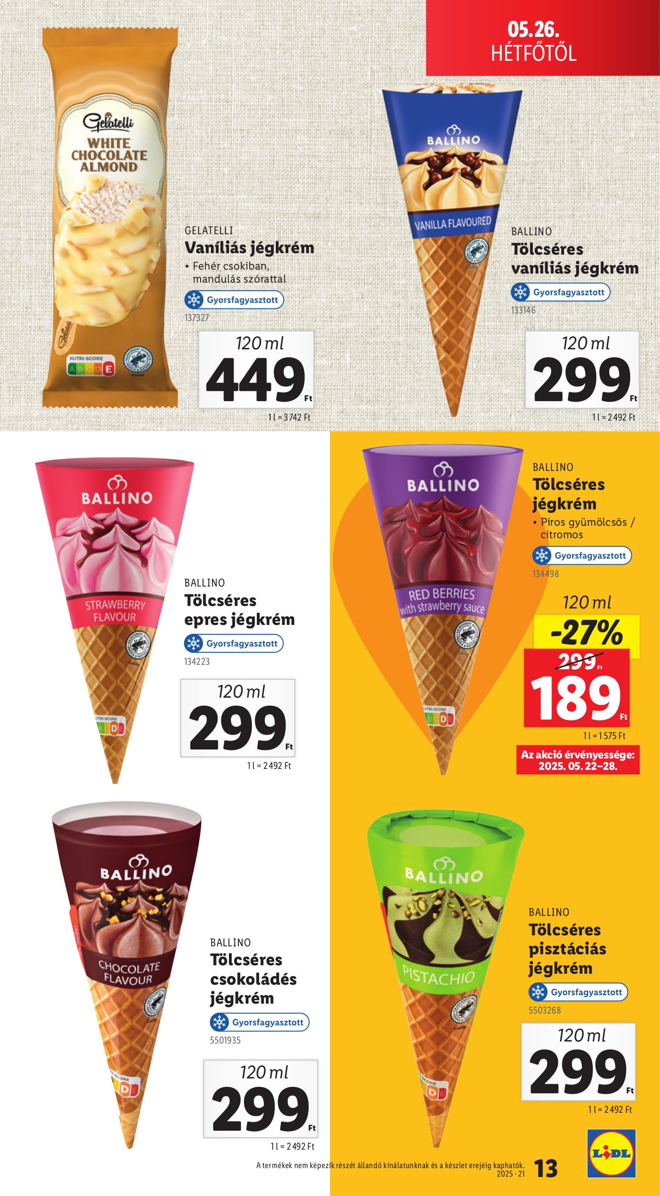 lidl - Lidl - Jégkrém katalógus akciós újság, érvényes 05.26. - 06.04. - page: 13