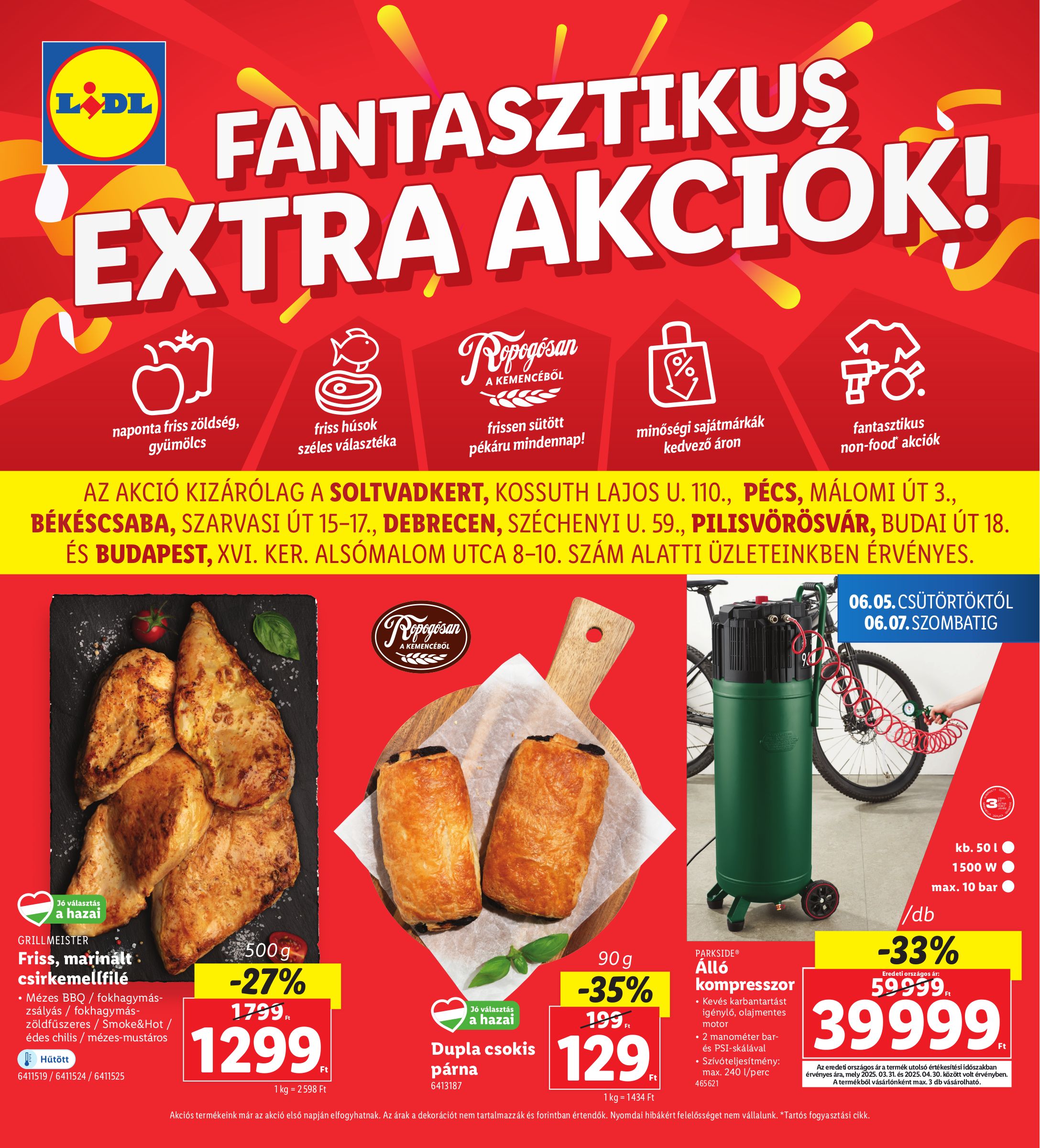lidl - Lidl - Soltvadkert, Pécs, Békéscsaba, Debrecen, Pilisvörösvár, Budapest akciós újság, érvényes 06.05. - 06.07.