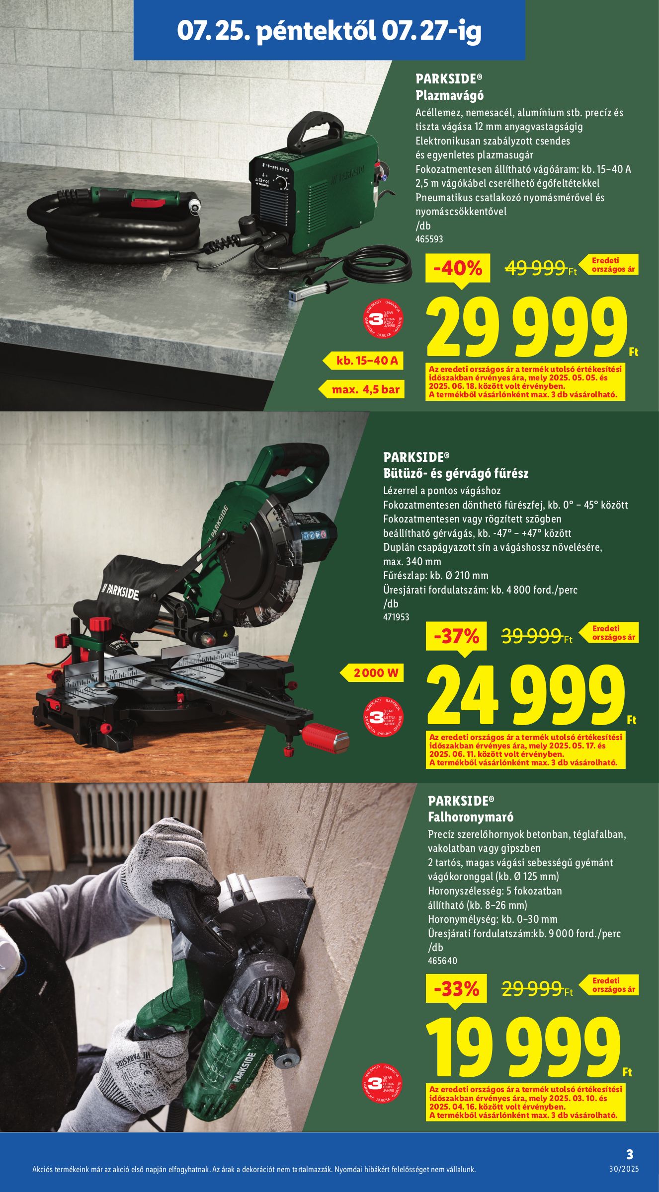 lidl - Lidl - Parkside outlet akciók akciós újság, érvényes 07.25. - 07.27. - page: 3