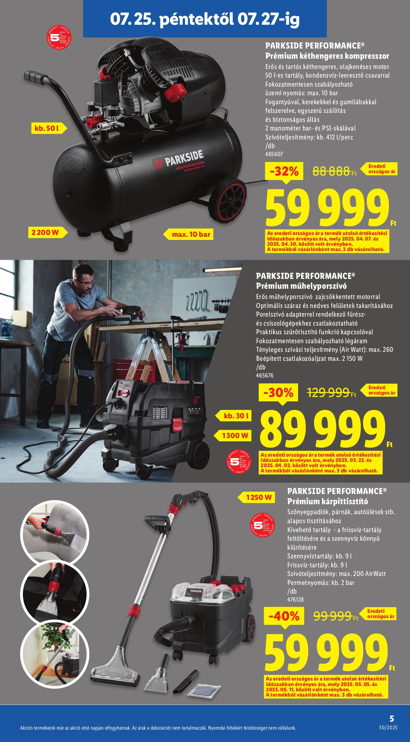 lidl - Lidl - Parkside outlet akciók akciós újság, érvényes 07.25. - 07.27. - page: 5