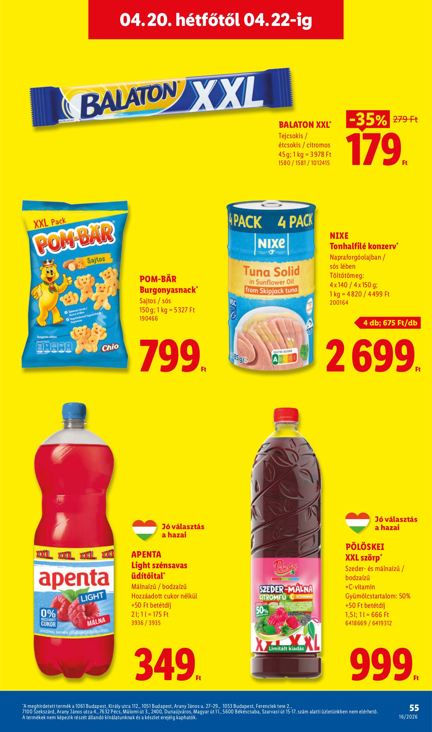 lidl - Aktuális Lidl szórólap érvényes csütörtöktől 2026.04.16.-től szerdától 2026.04.22.-ig - page: 55