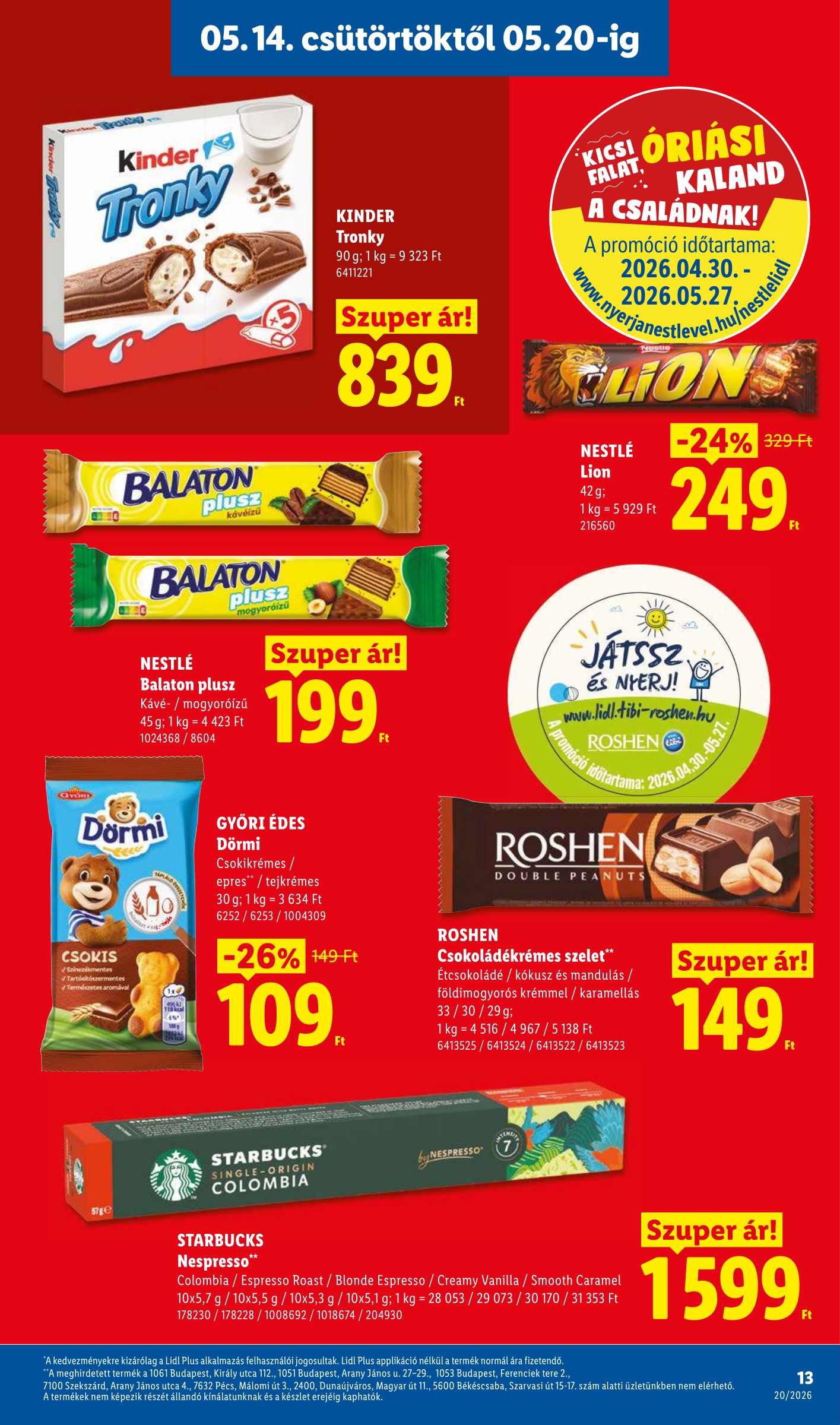 lidl - Lidl hirdetmény a következő hétre csütörtöktől 2026.05.14.-tól szerdától 2026.05.20.-ig - page: 13