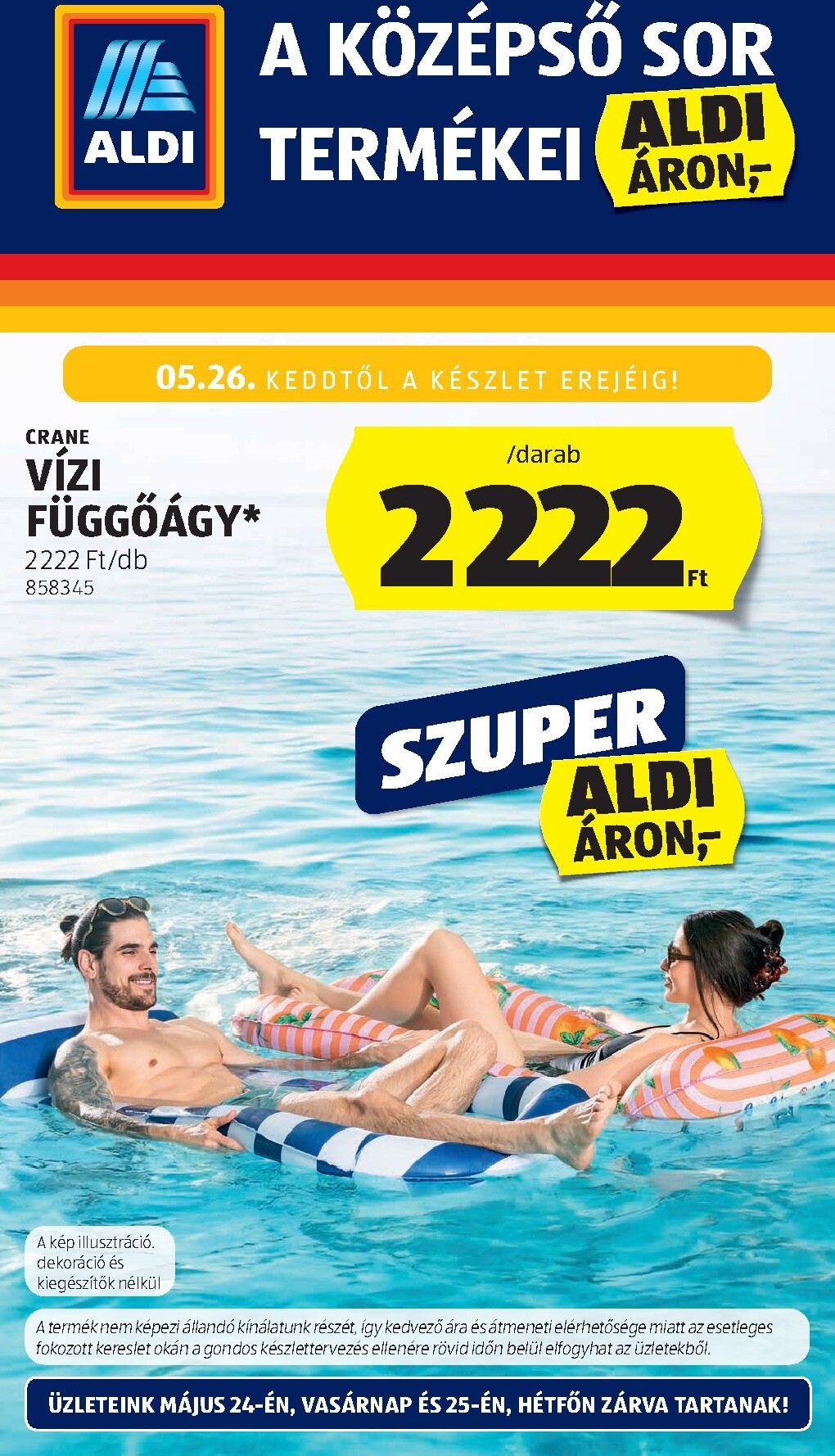 aldi - Aldi - Középső sor termékei hirdetmény a következő hétre csütörtöktől 2026.05.21.-tól szerdától 2026.05.27.-ig