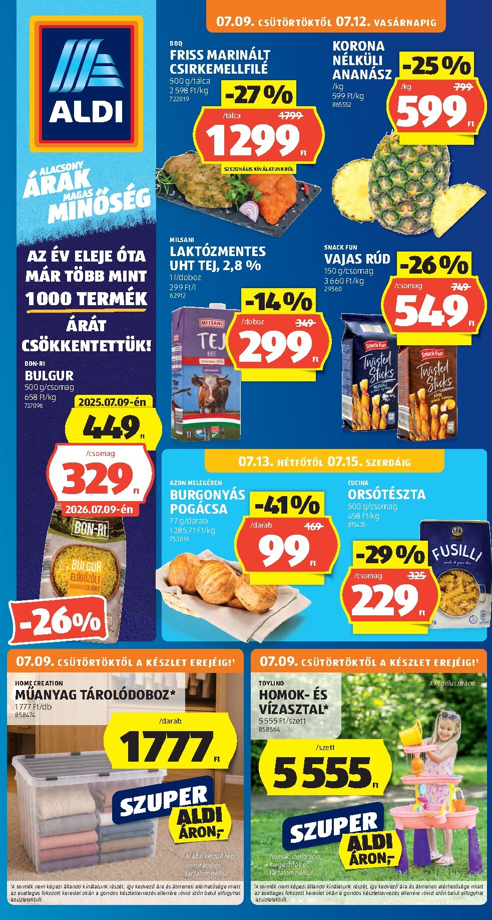 aldi - A jövőbeli Aldi akciós újság csütörtöktől 2026.07.09.-tól szerdától 2026.07.15.-ig érvényes. - page: 1