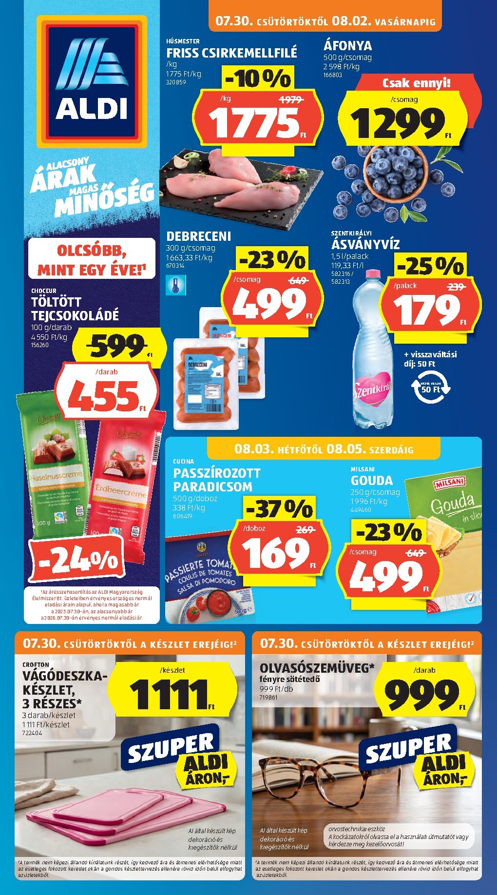 aldi - Aldi hirdetmény a következő hétre csütörtöktől 2026.07.30.-tól szerdától 2026.08.05.-ig - page: 1