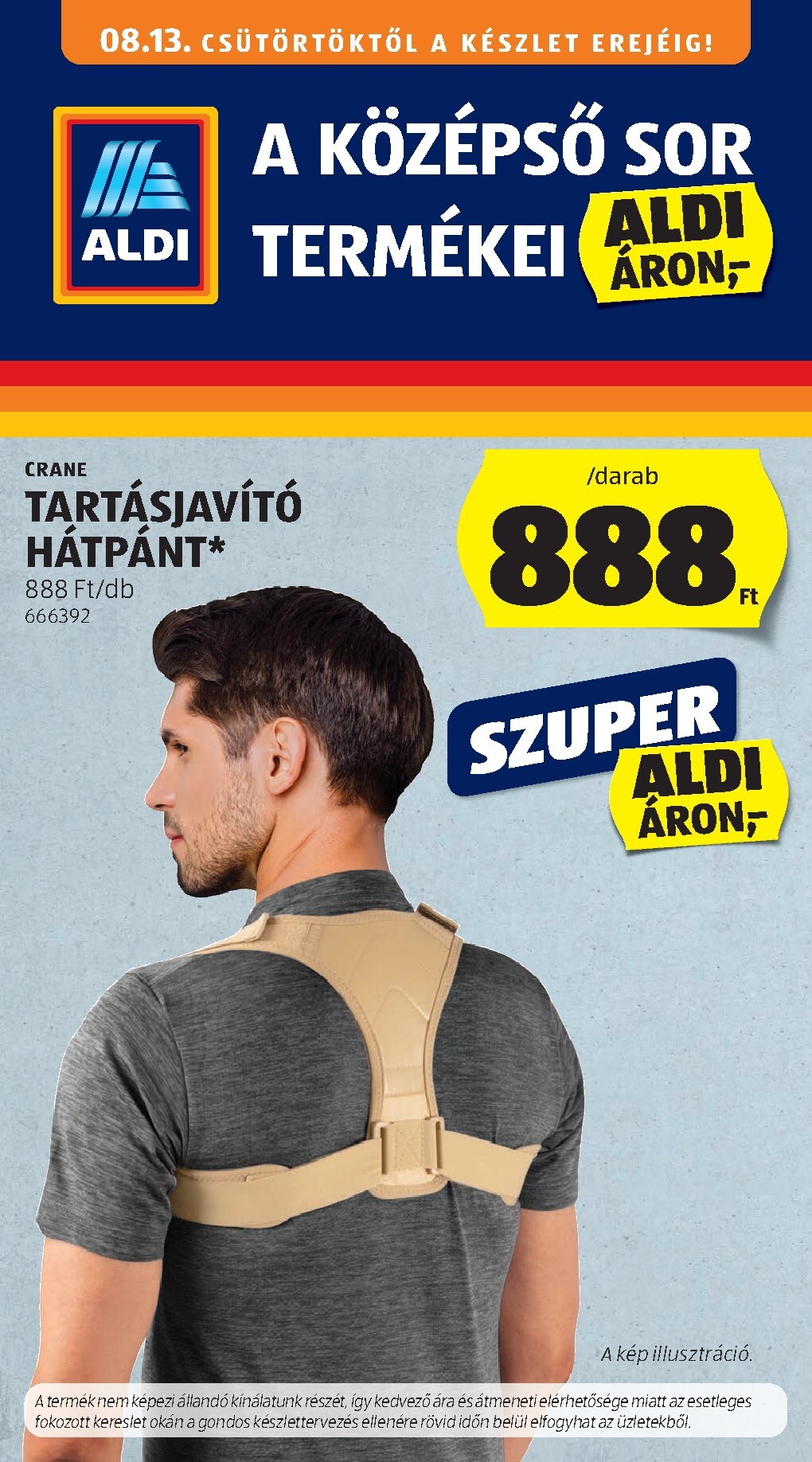 aldi - Aldi - Középső sor termékei hirdetmény a következő hétre csütörtöktől 2026.08.13.-tól szerdától 2026.08.19.-ig