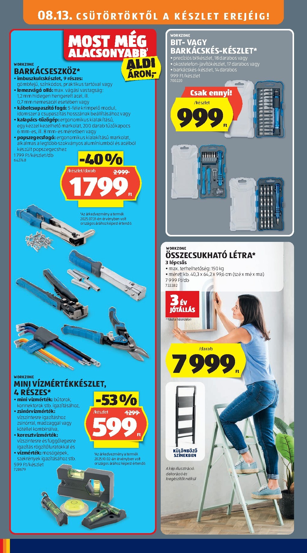 aldi - Aldi - Középső sor termékei hirdetmény a következő hétre csütörtöktől 2026.08.13.-tól szerdától 2026.08.19.-ig - page: 8
