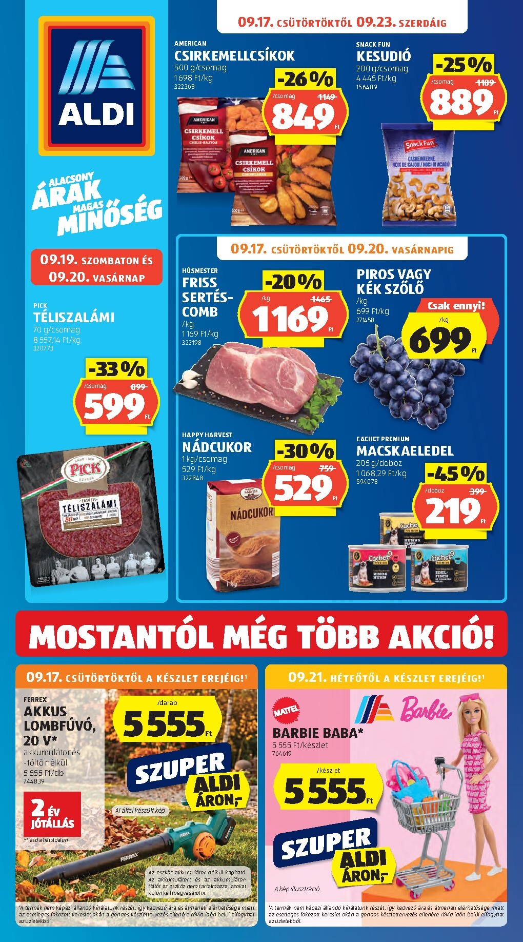 aldi - Aldi hirdetmény a következő hétre csütörtöktől 2026.09.17.-tól szerdától 2026.09.23.-ig