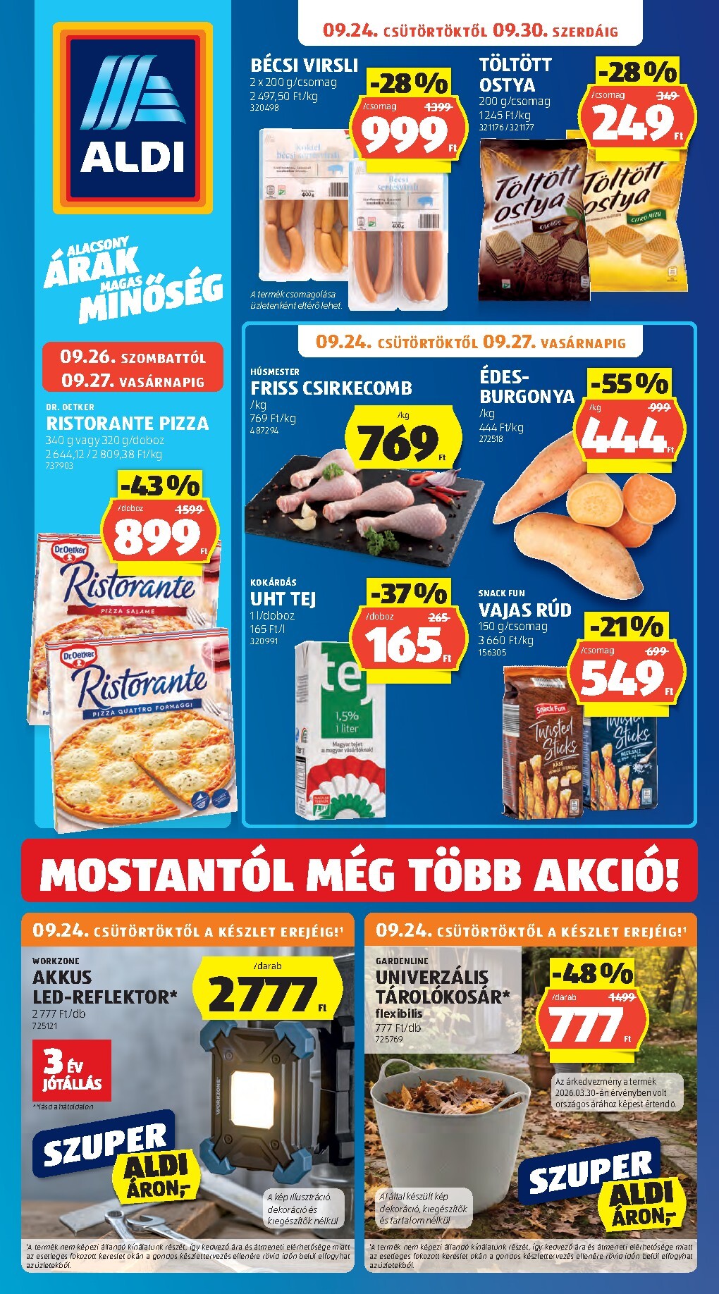 aldi - Aldi hirdetmény a következő hétre csütörtöktől 2026.09.24.-tól szerdától 2026.09.30.-ig
