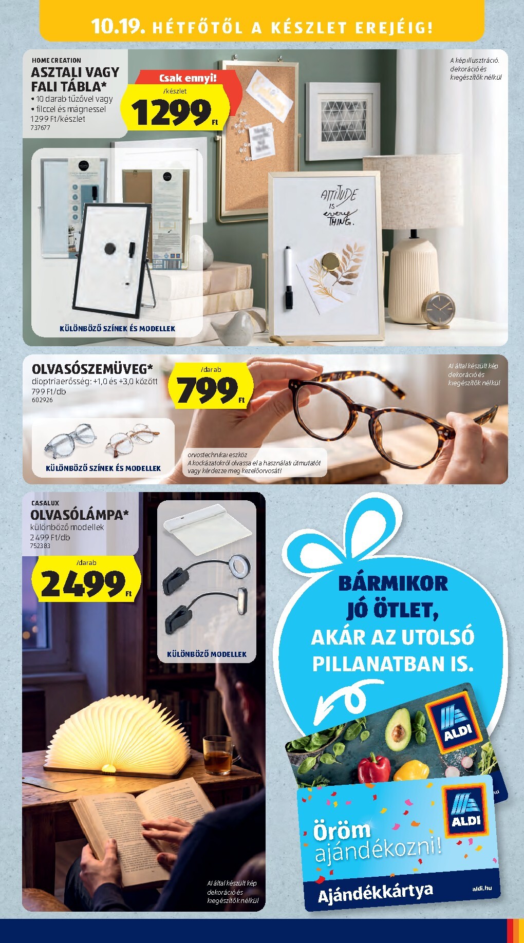 aldi - Aldi - Középső sor termékei hirdetmény a következő hétre csütörtöktől 2026.10.15.-tól szerdától 2026.10.21.-ig - page: 19