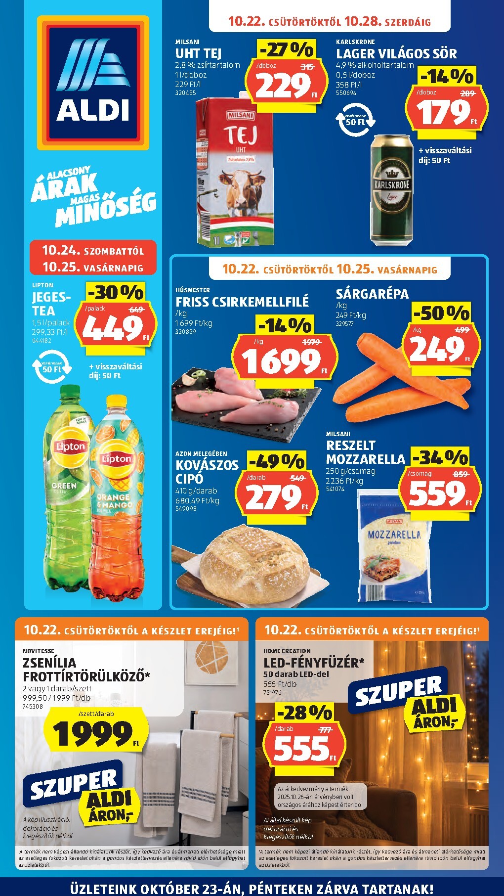 aldi - Aldi hirdetmény a következő hétre csütörtöktől 2026.10.22.-tól szerdától 2026.10.28.-ig - page: 1