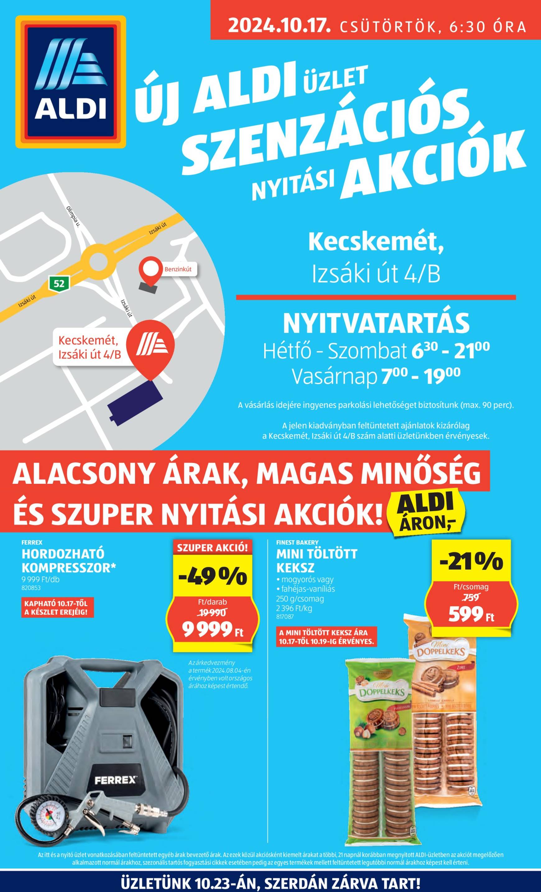 aldi - Aldi - Üzletnyitás: Kecskemét, akciós újság, érvényes 10.17. - 10.19. - page: 1