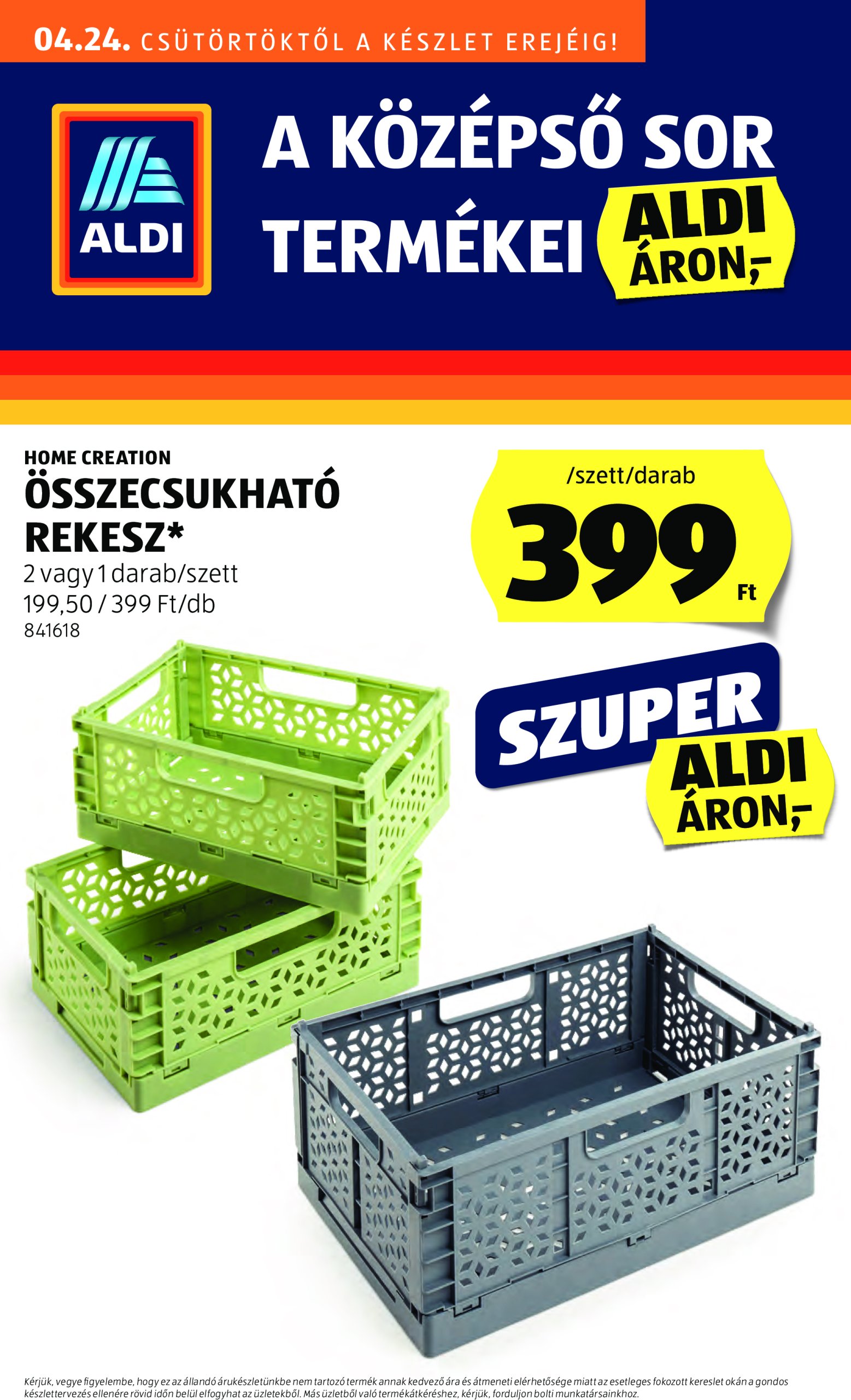 aldi - Aldi - Középső sor termékei akciós újság, érvényes 04.24. - 04.30.