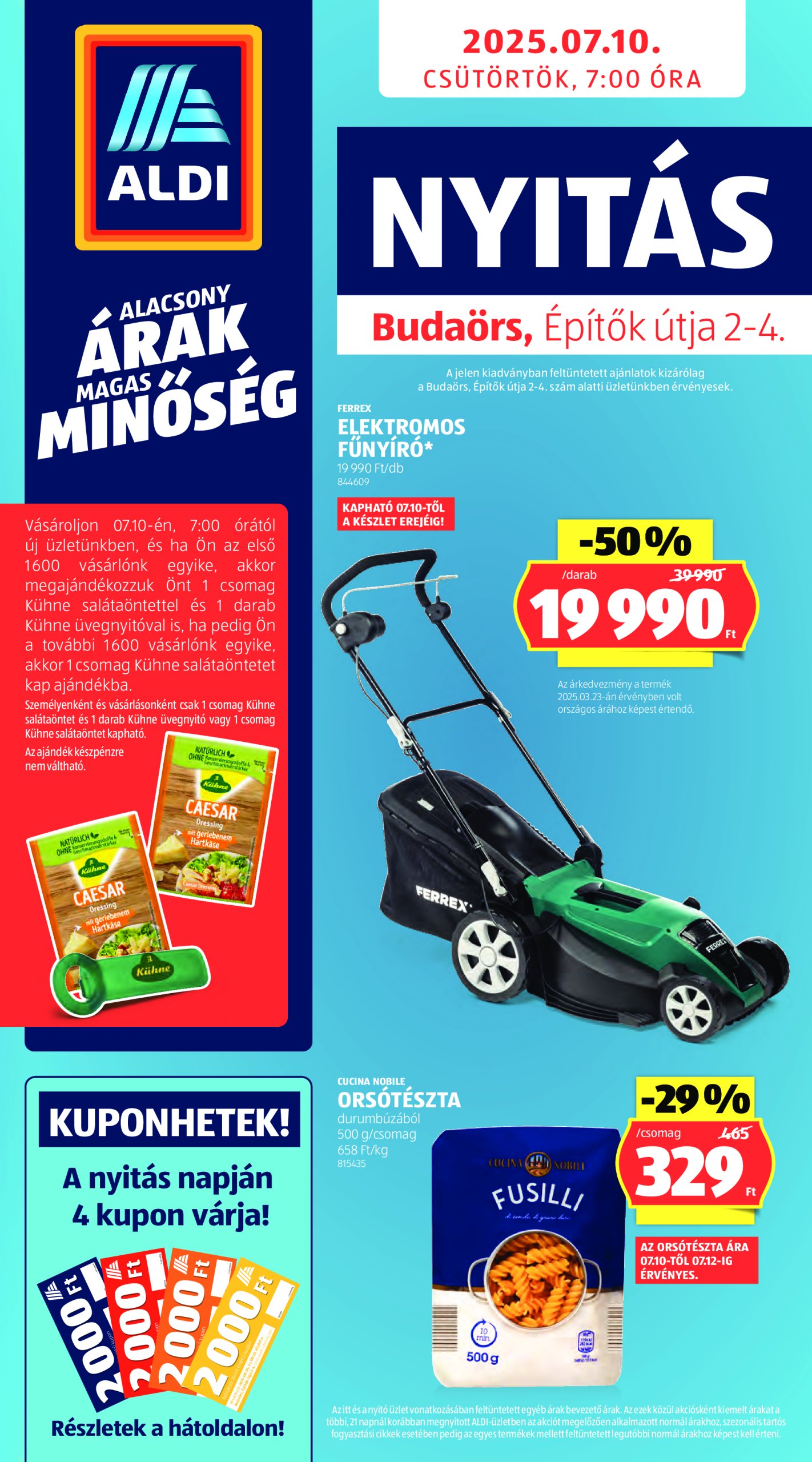 aldi - Aldi - Üzletnyitás: Budaörs, akciós újság, érvényes 07.10. - 07.12.