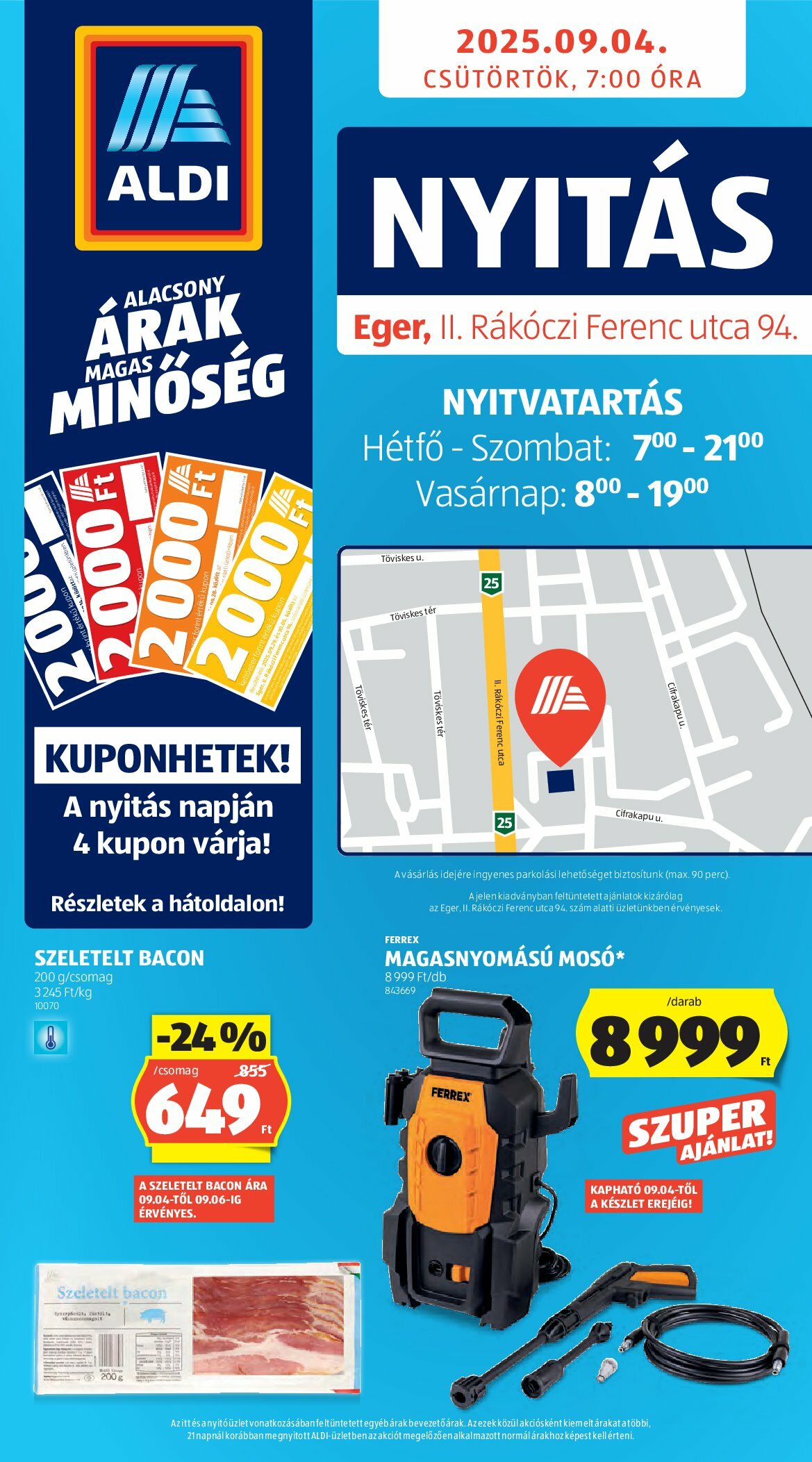 aldi - Aldi - Üzletnyitás: Eger, akciós újság, érvényes 09.04. - 09.06. - page: 1